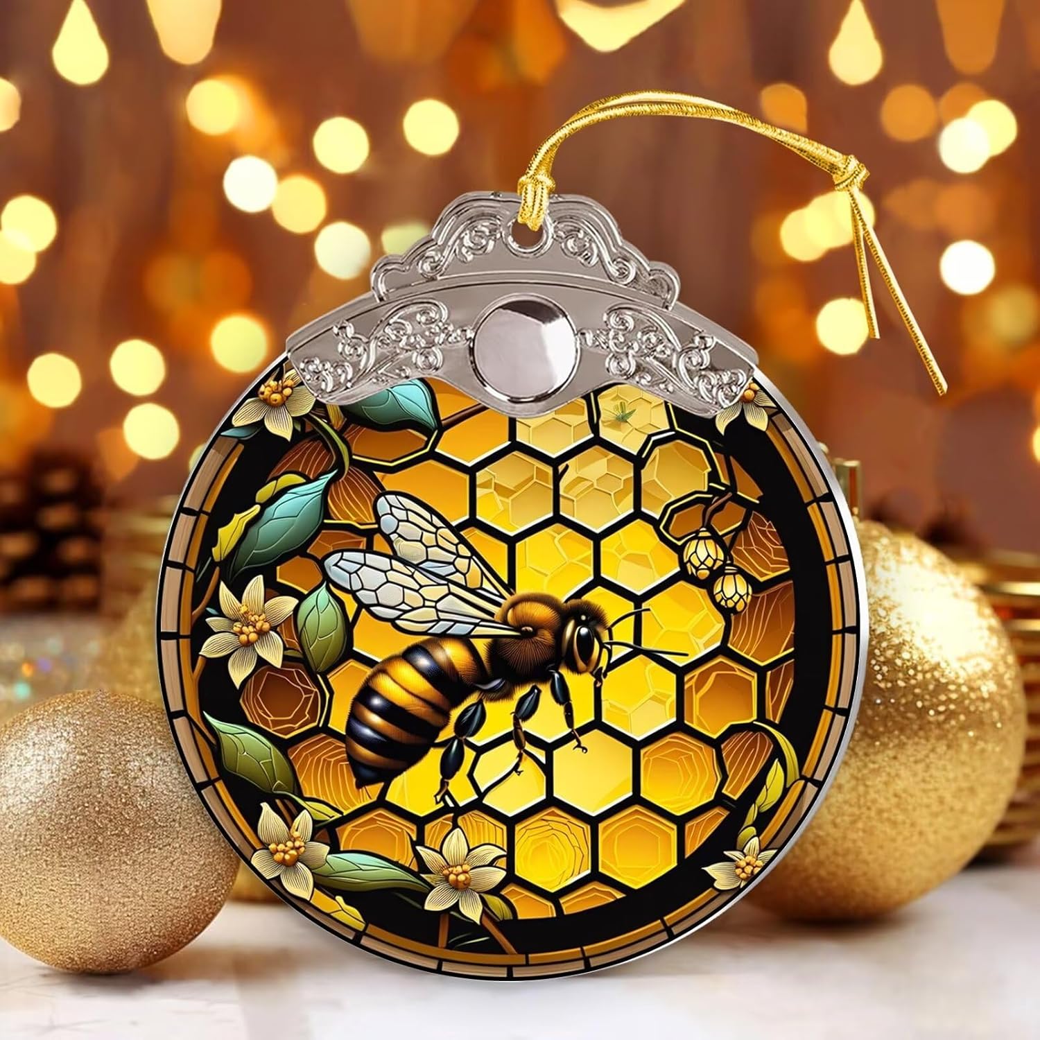 Bee Christmas Tree Ornaments with Silver Buckle