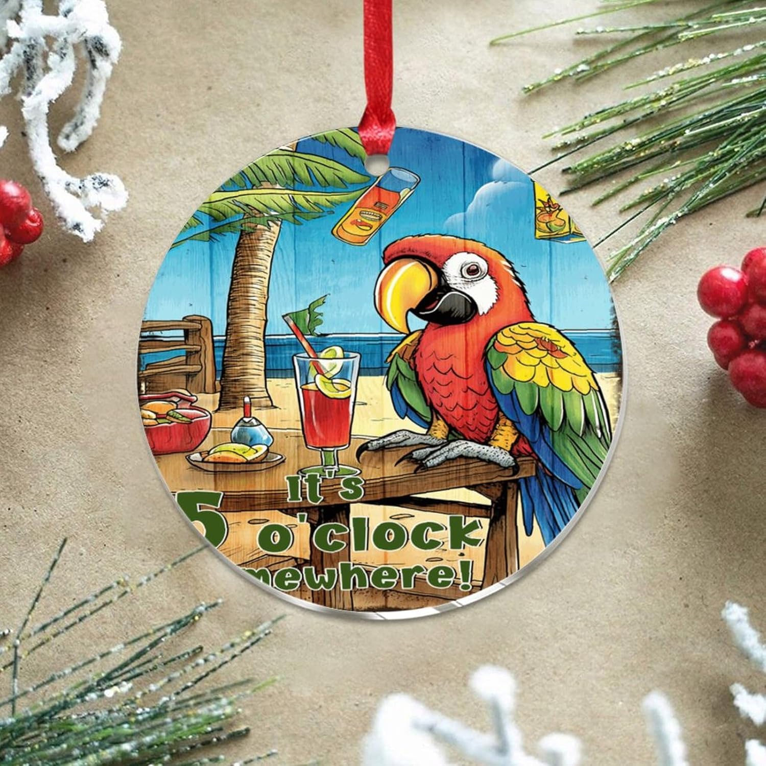3 Inch Acrylic Christmas Ornament 2024 Flamingo Keepsake Bauble