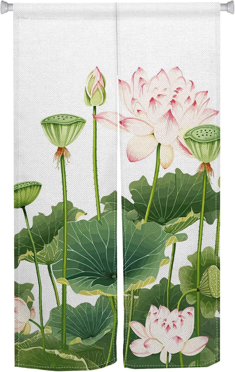 Noren Door Curtain with Lotus Print 34x60 Inches