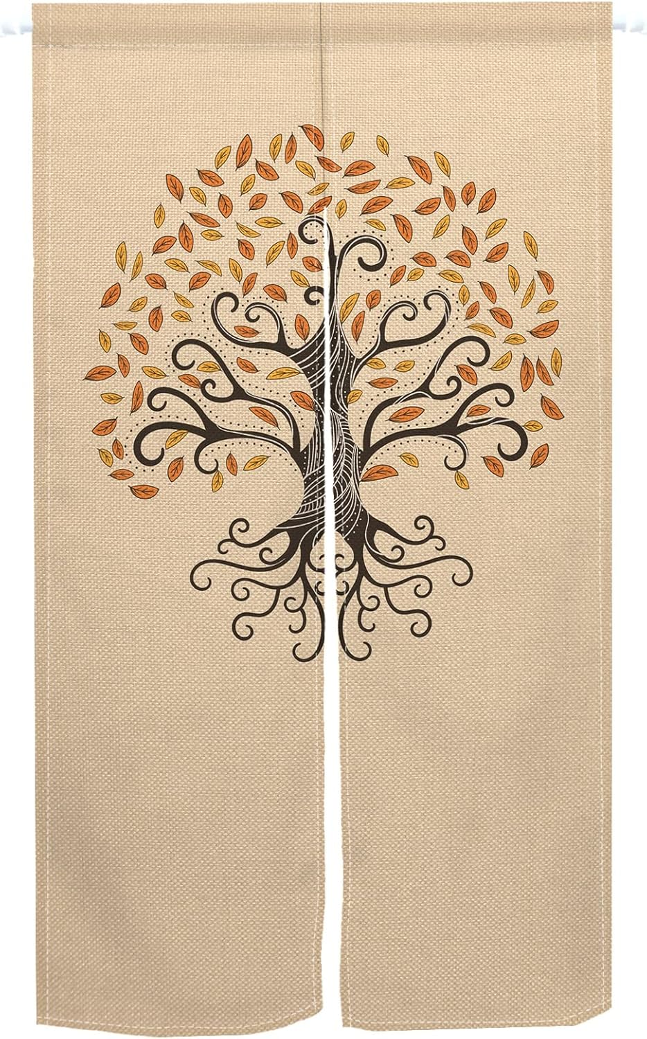 Leowefowa Japanese Noren Curtain Abstract Tree Design
