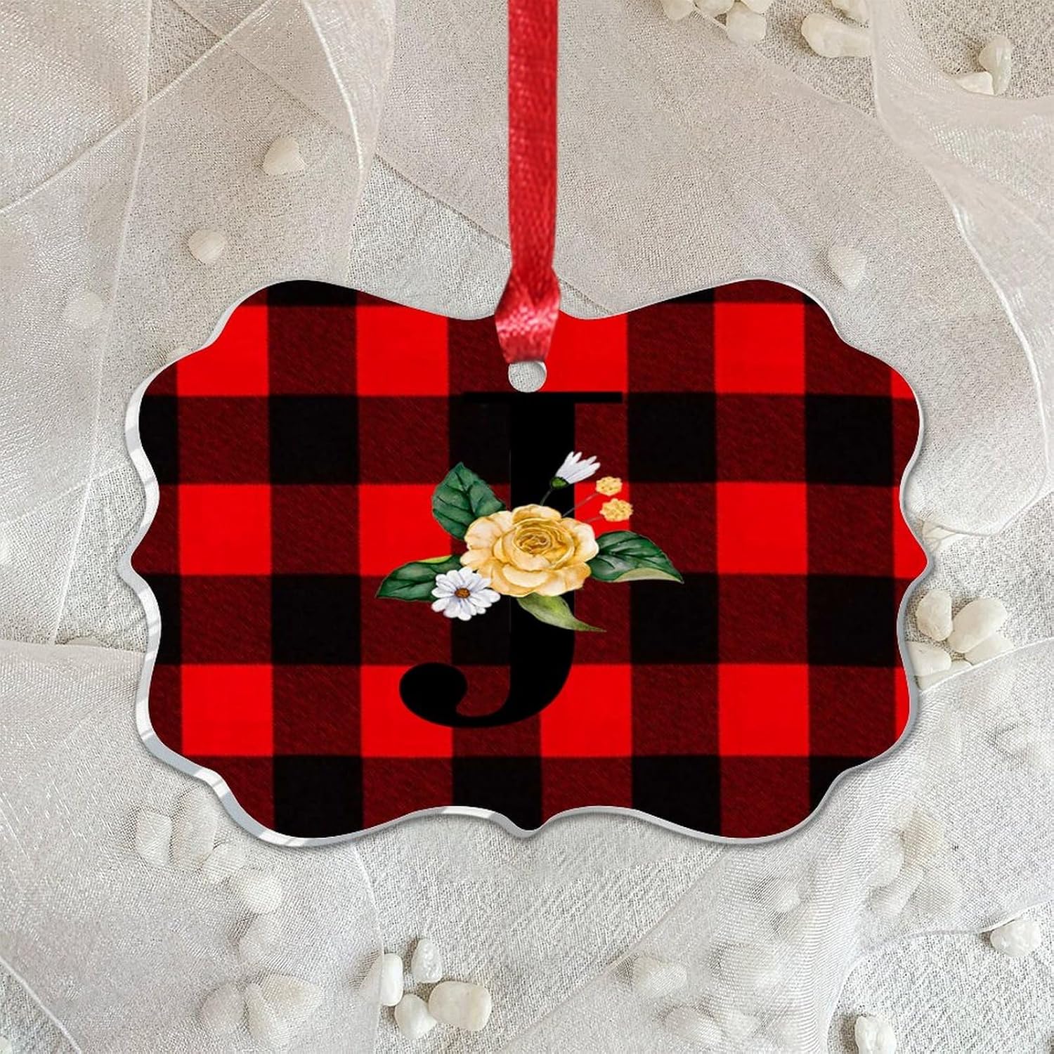 Clear Acrylic Christmas Ornaments with Initial J 2023