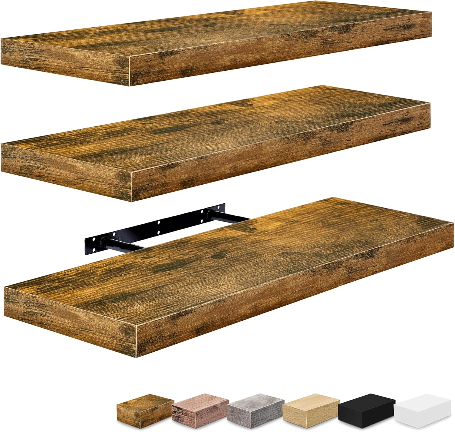 Sorbus Floating Shelves for Wall - 3 Pack Rustic Brown