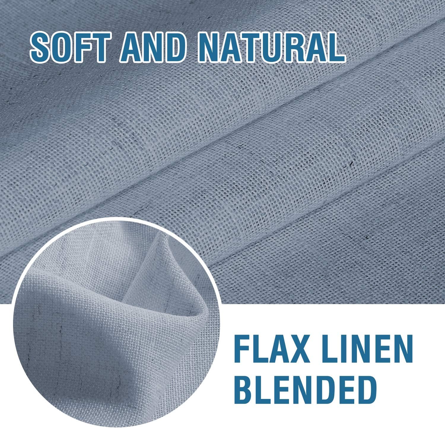 HVERSAILTEX Natural Linen Semi Sheer Curtains for French Doors