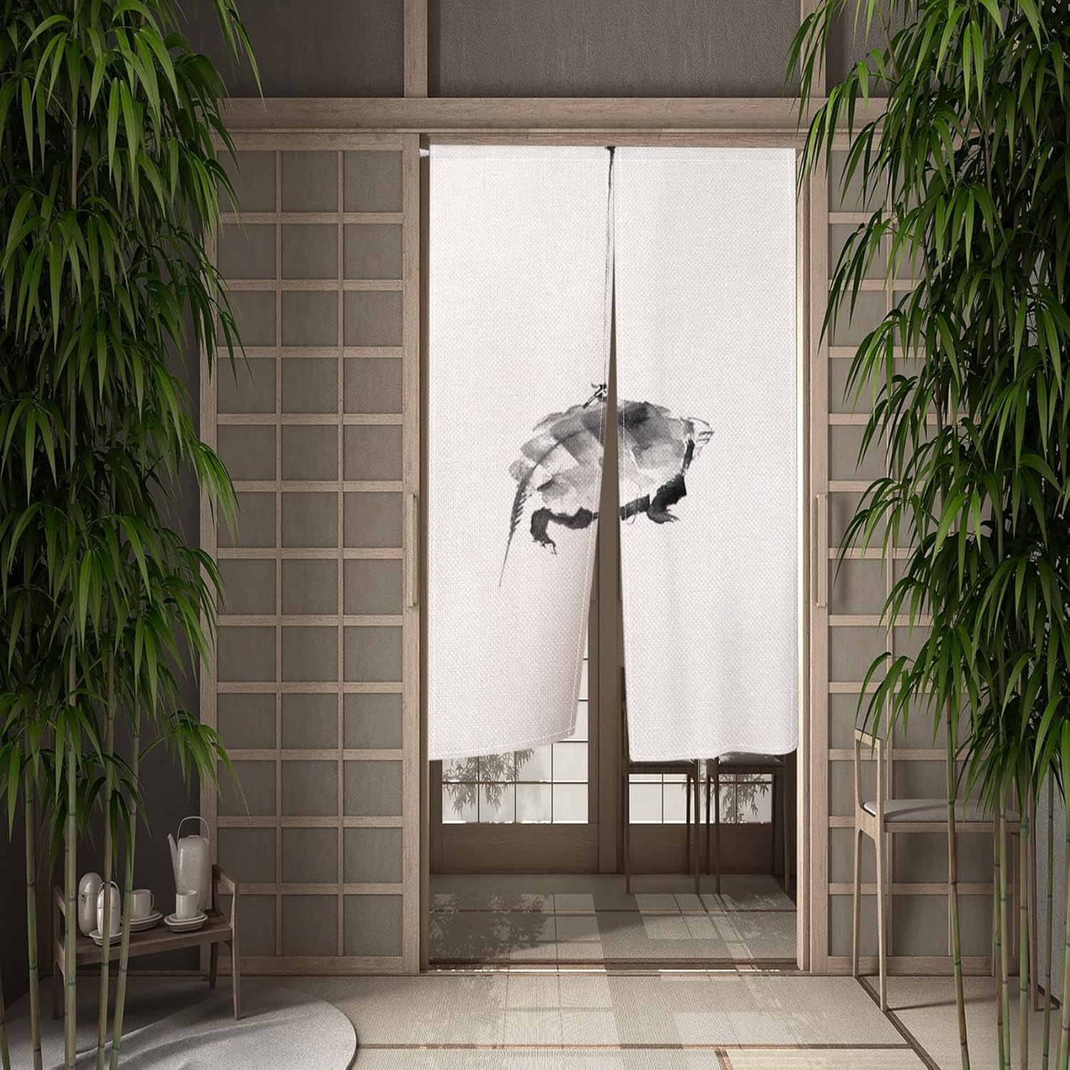 Japanese Style Door Curtain with Turtle Design