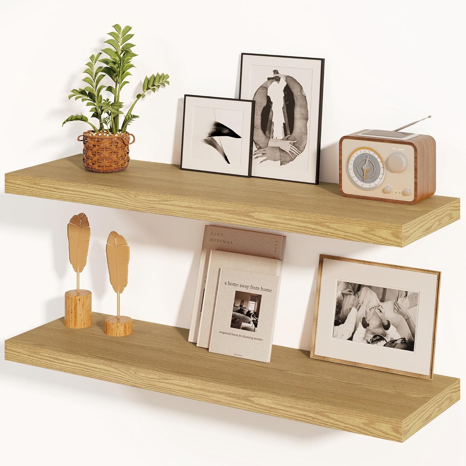 Fun Memories 36 Inch Floating Shelf Set of 2 Oak