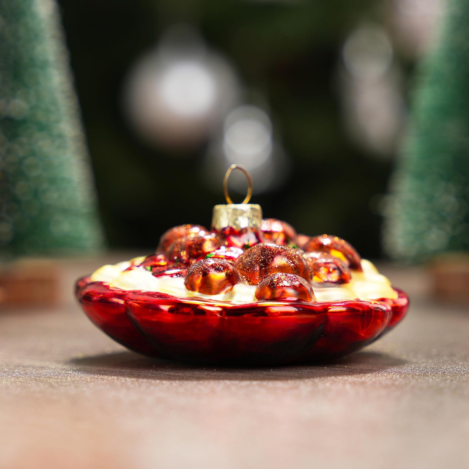 Joiedomi Christmas Meatball Spaghetti Glass Ornament