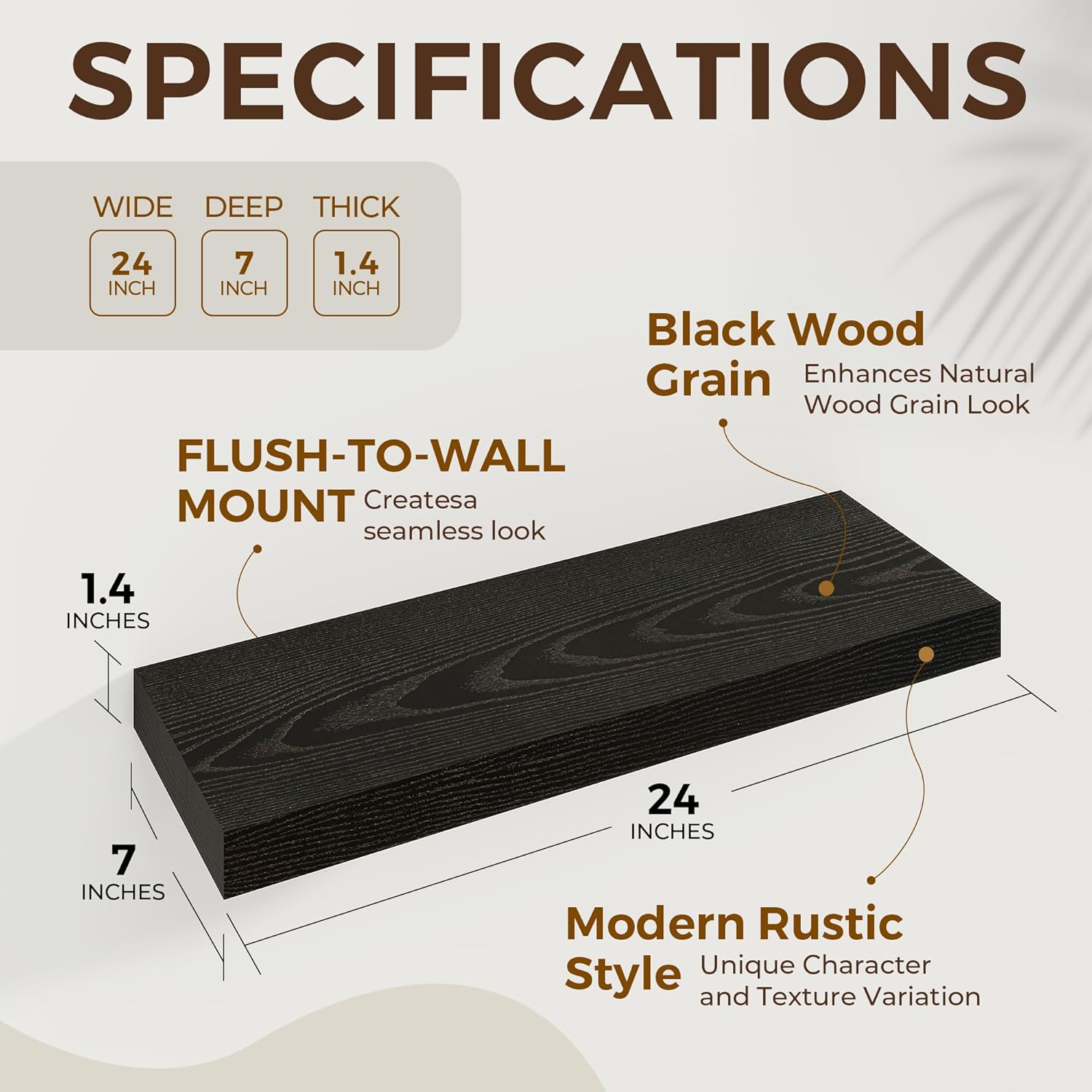 Dreamland 24 Inch Floating Shelves Set of 2 Black