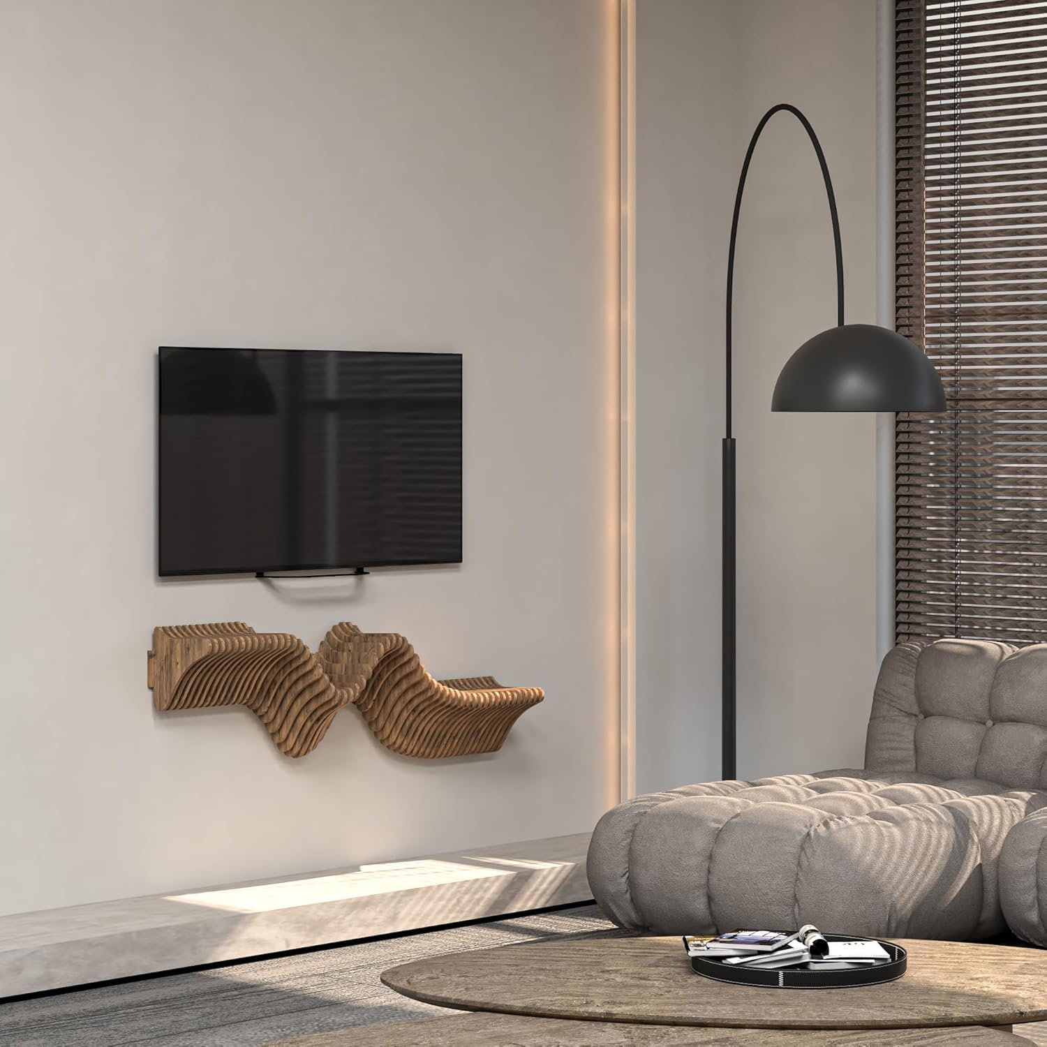 Batamex 40 Inch Wavy Floating Shelf TV Unit