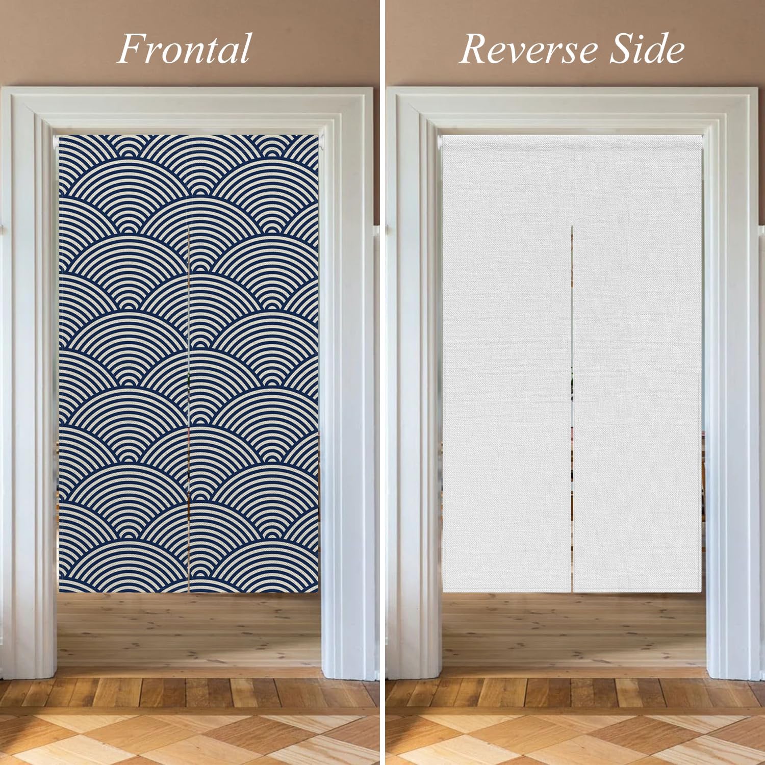 Japanese Style Noren Door Curtain with Wave Print