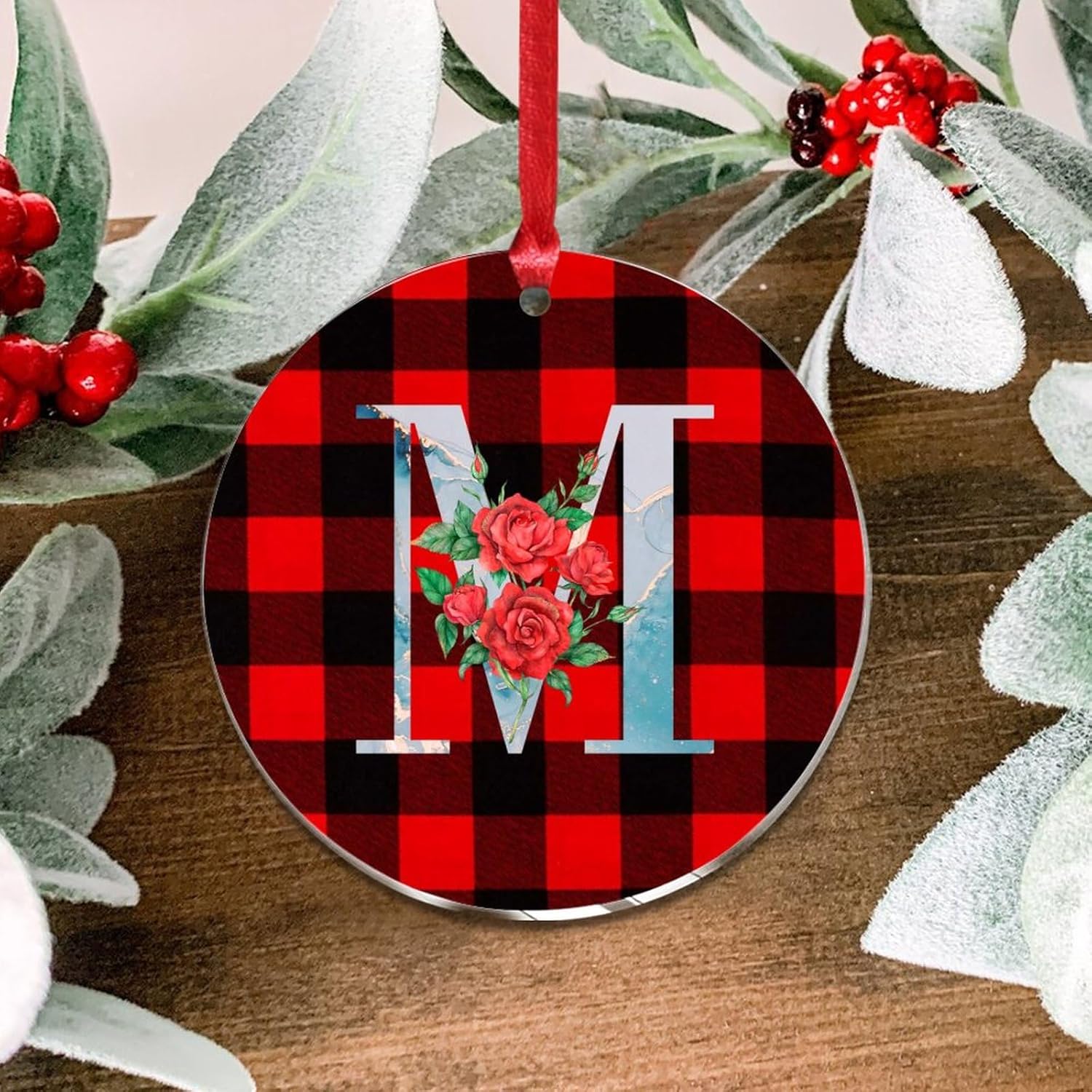 Acrylic Christmas Ornaments 2023 Blue Initial M Decorative Hanging Baubles