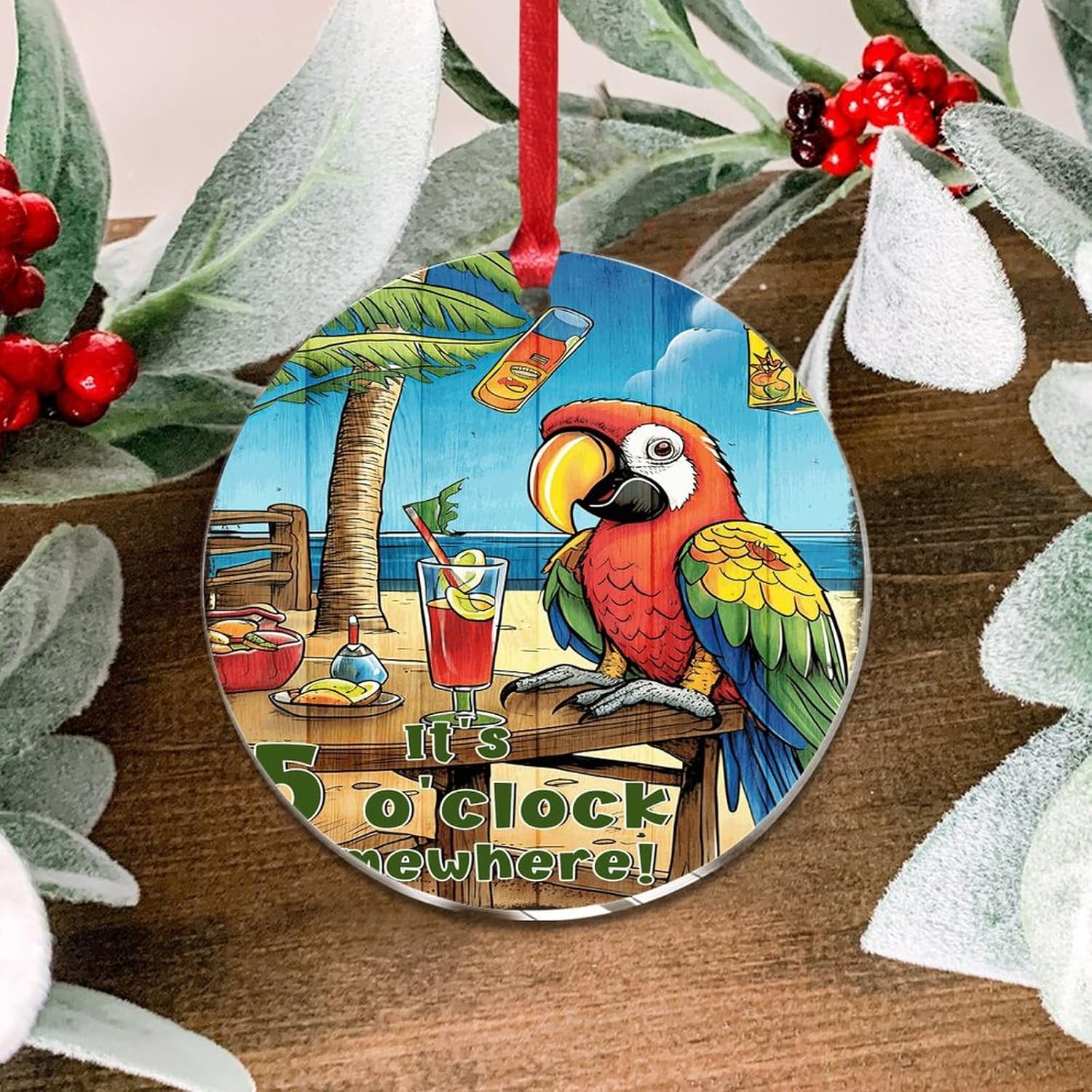 3 Inch Acrylic Christmas Ornament 2024 Flamingo Keepsake Bauble