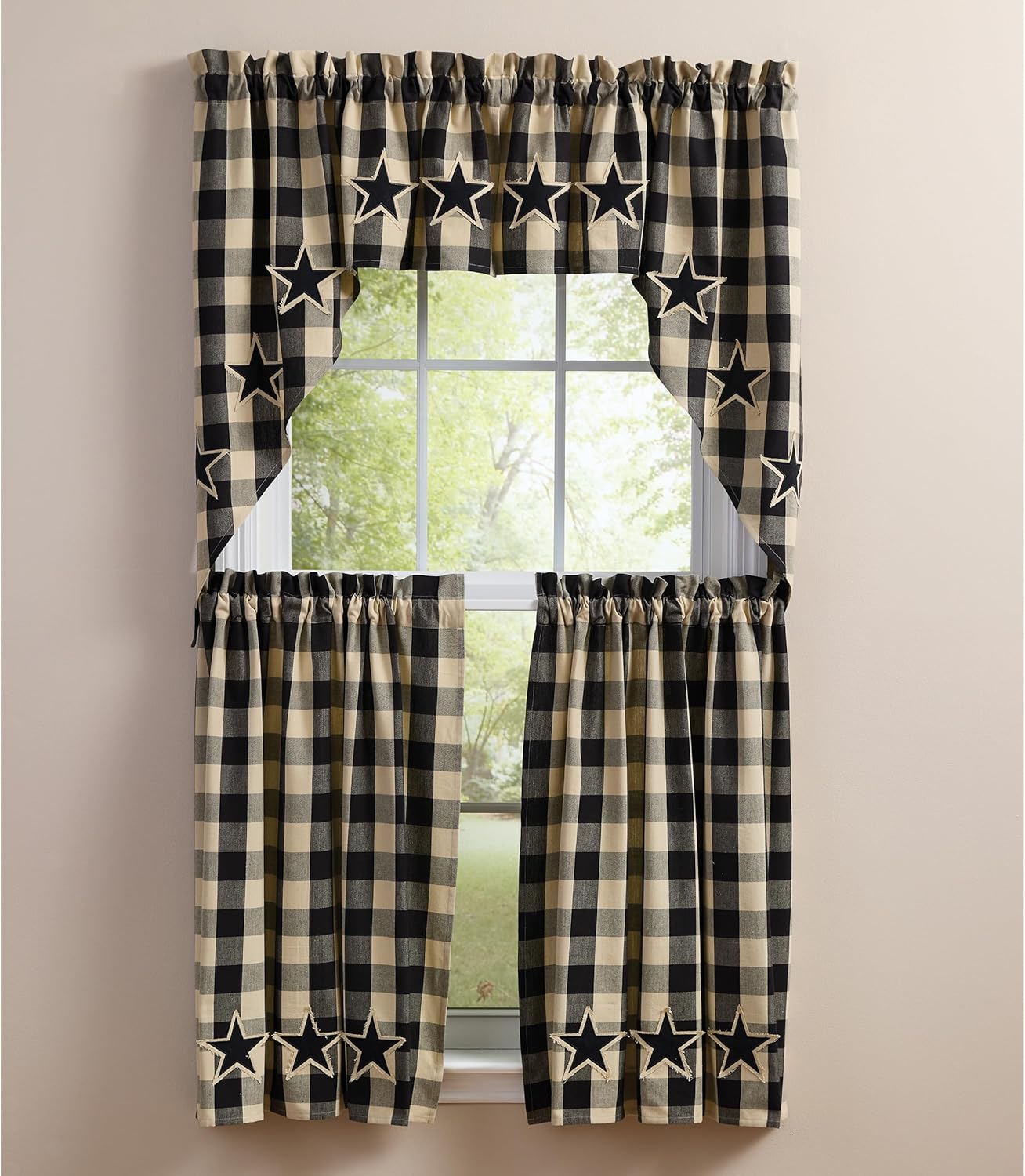 Park Designs Wicklow Star Black Swags Pair 72 x 36