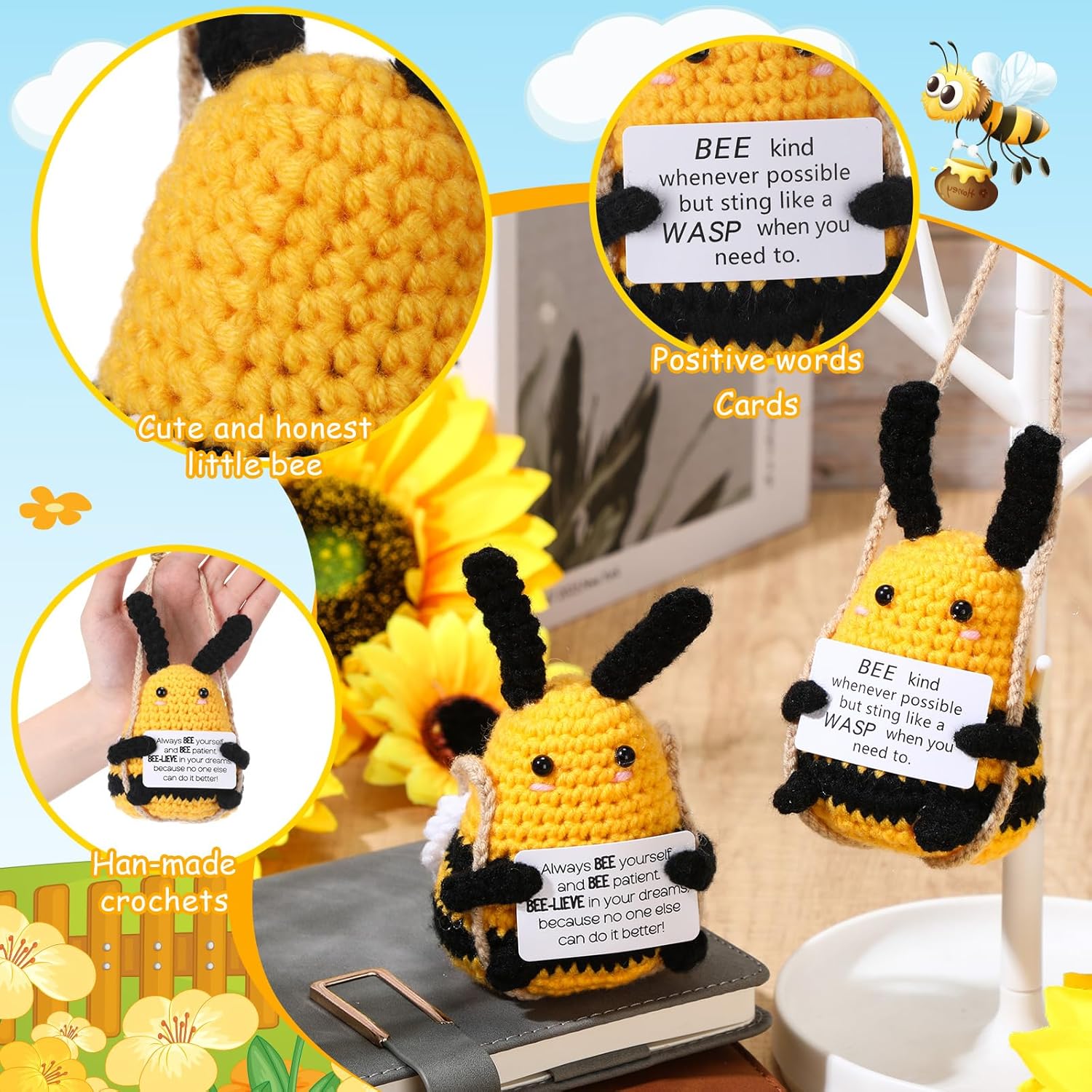 Vercraft Car Mirror Bee Pendant Woven Decor