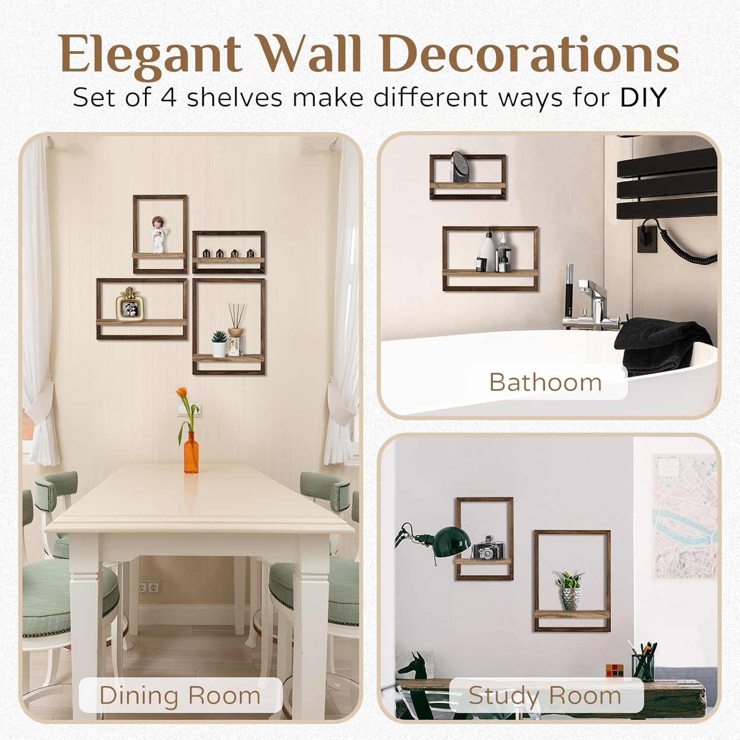 Walasis Rustic Floating Wall Shelves Set of 4