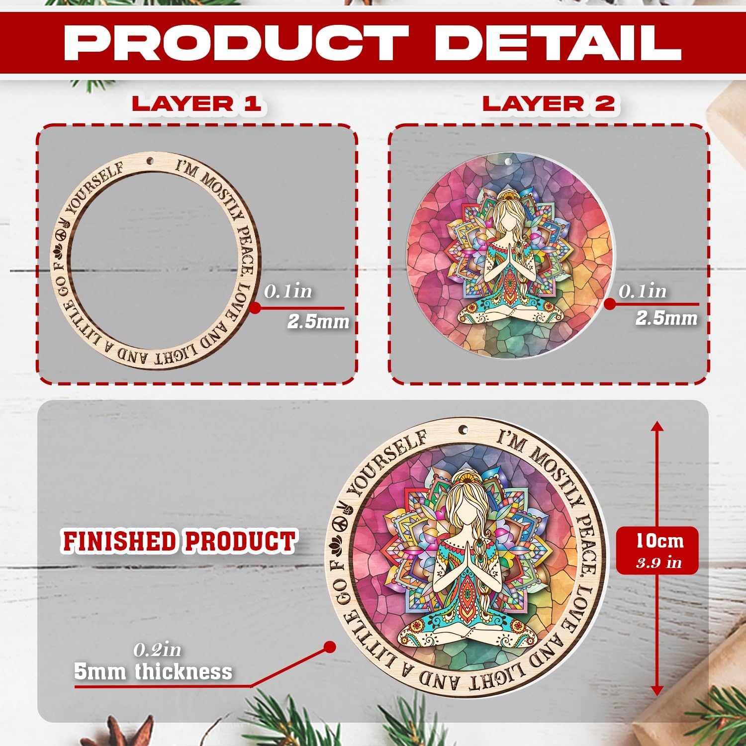 Namaste Yoga Ornament for Christmas Tree 2024
