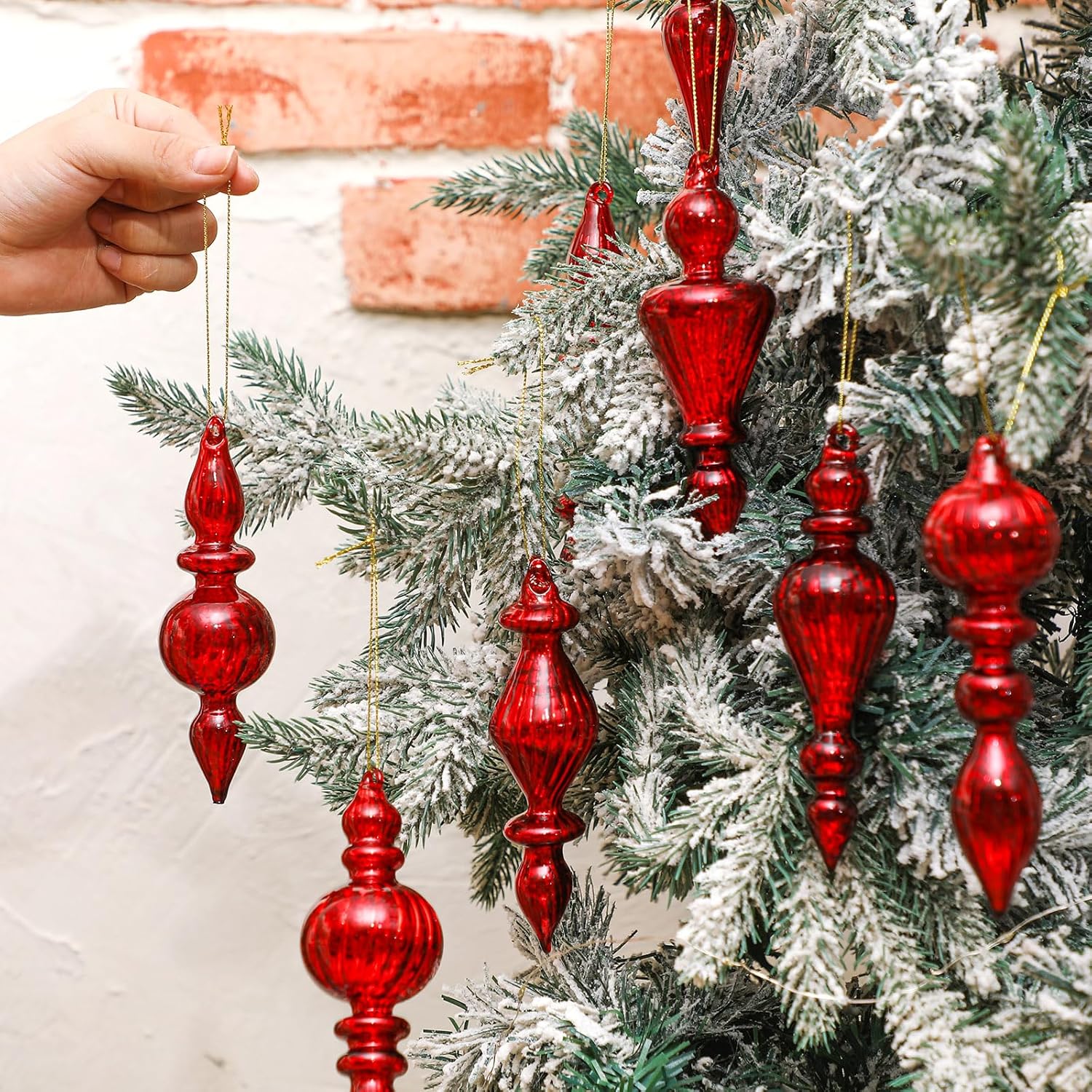 Mifoci 8 Pcs 6 Inch Mercury Glass Finials Christmas Ornaments