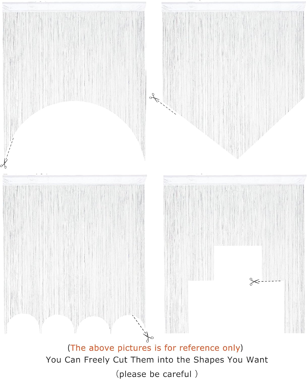 Boho Door Curtain with 15 Strings per Inch White