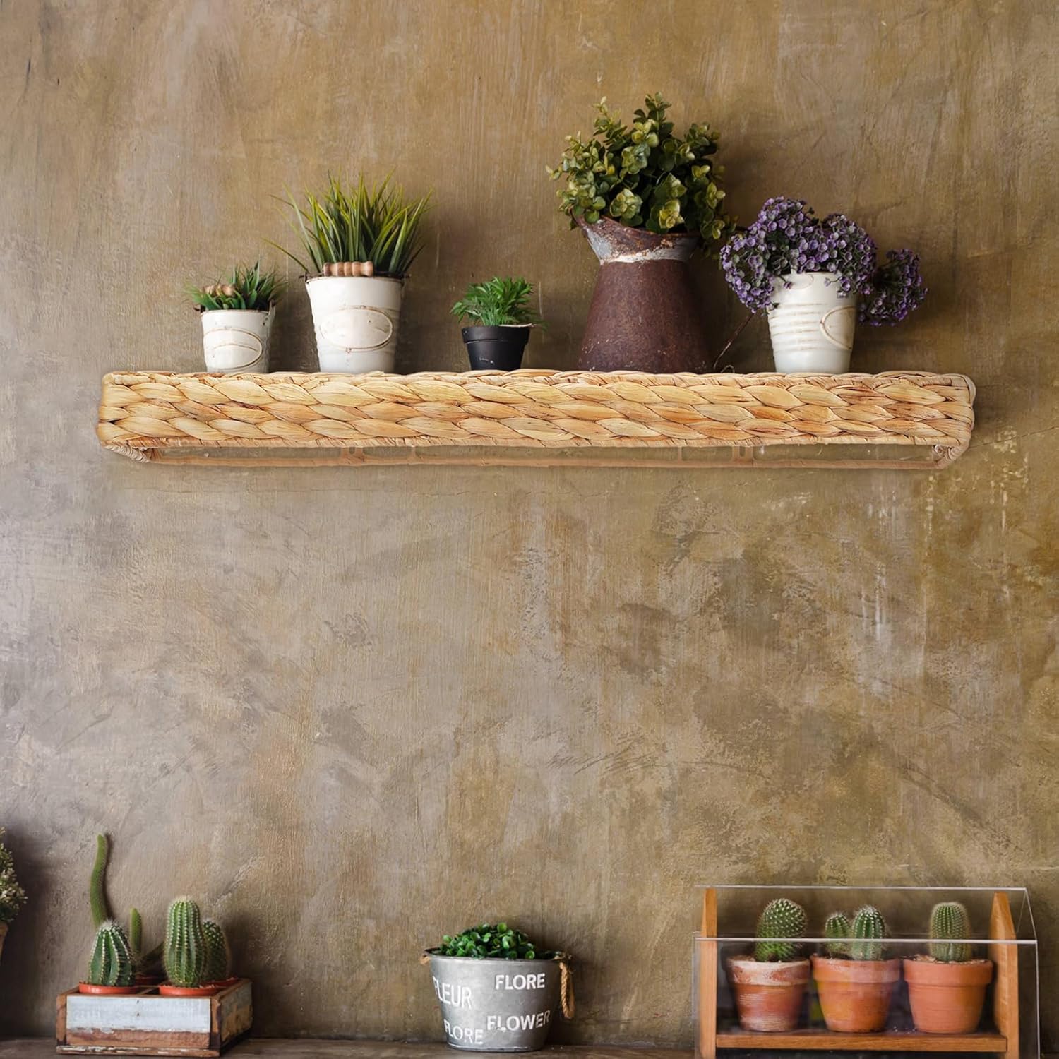 Pinkunn 2 Pack Rustic Floating Wall Shelves for Home Use