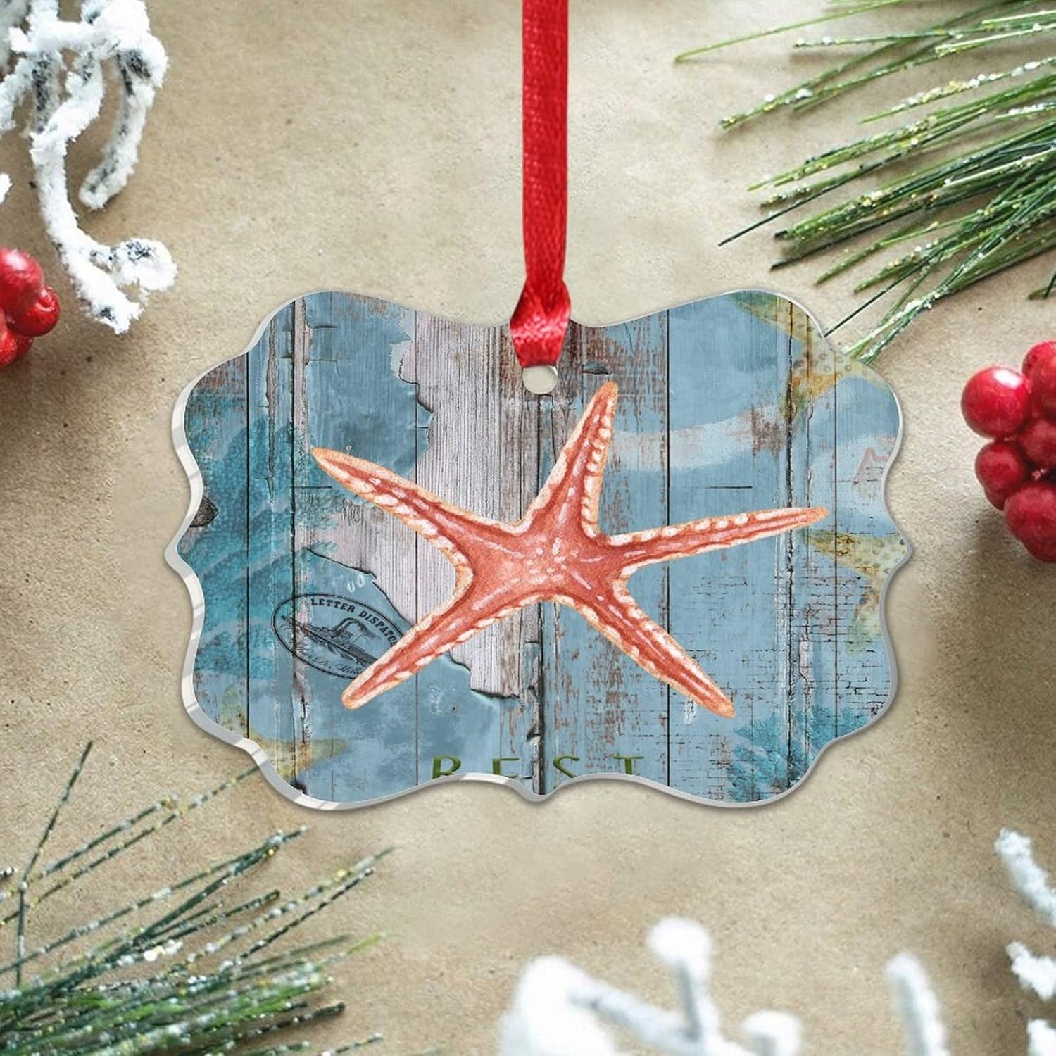 3 Acrylic Christmas Ornaments 2024 Nautical Starfish Decor Hanging Baubles