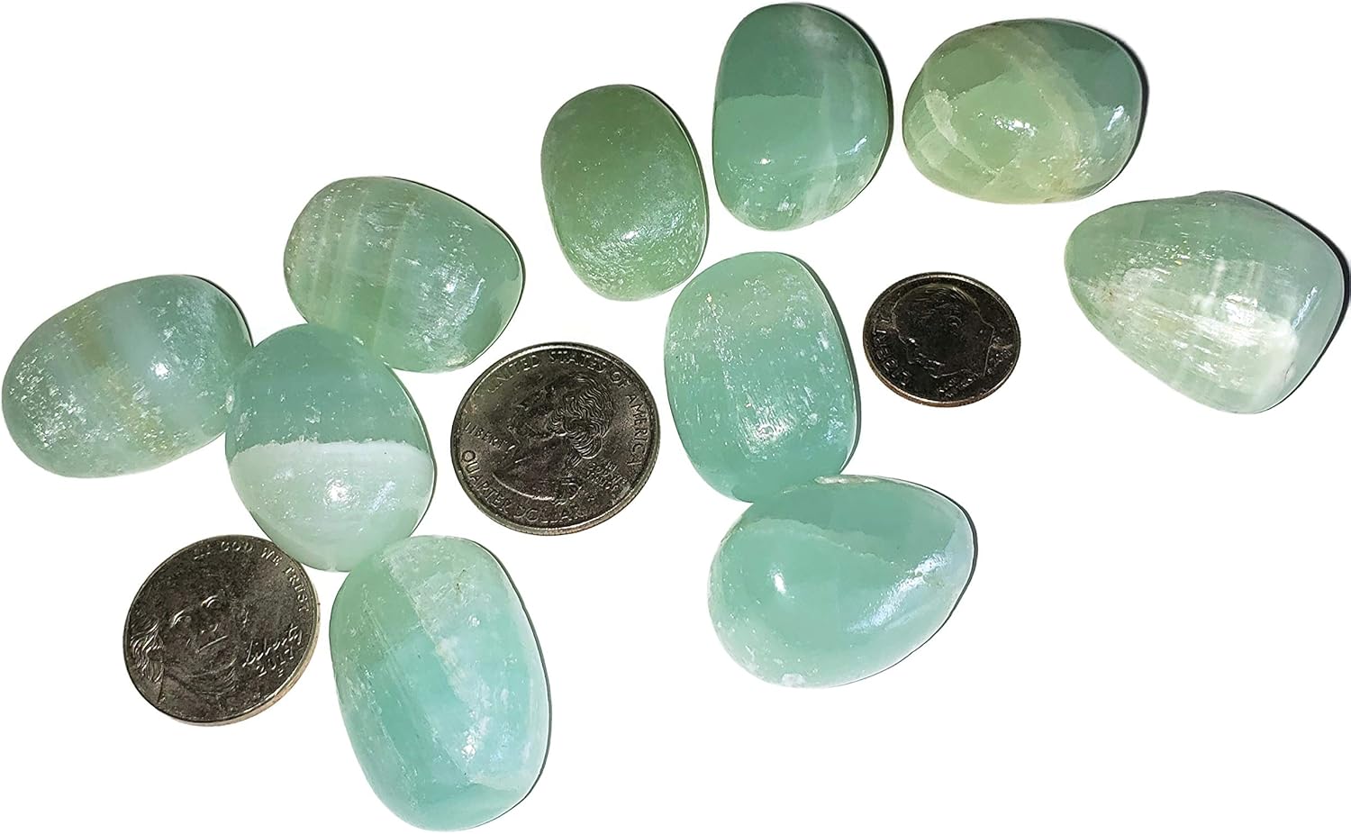 1pc Pistachio Green Calcite Tumbled Healing Crystal from Turkey