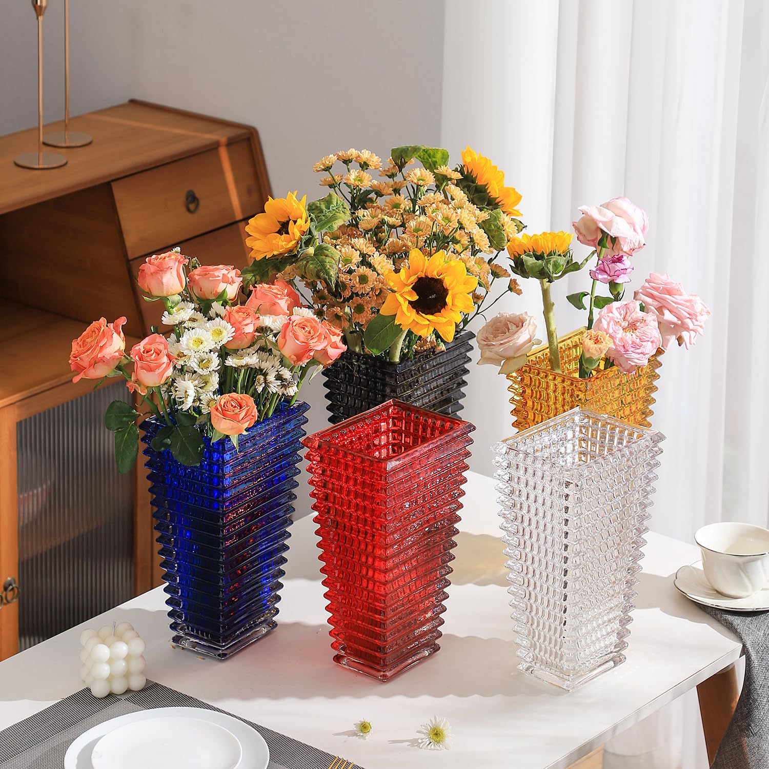 Crystal Glass Vase 11 Inches for Flowers