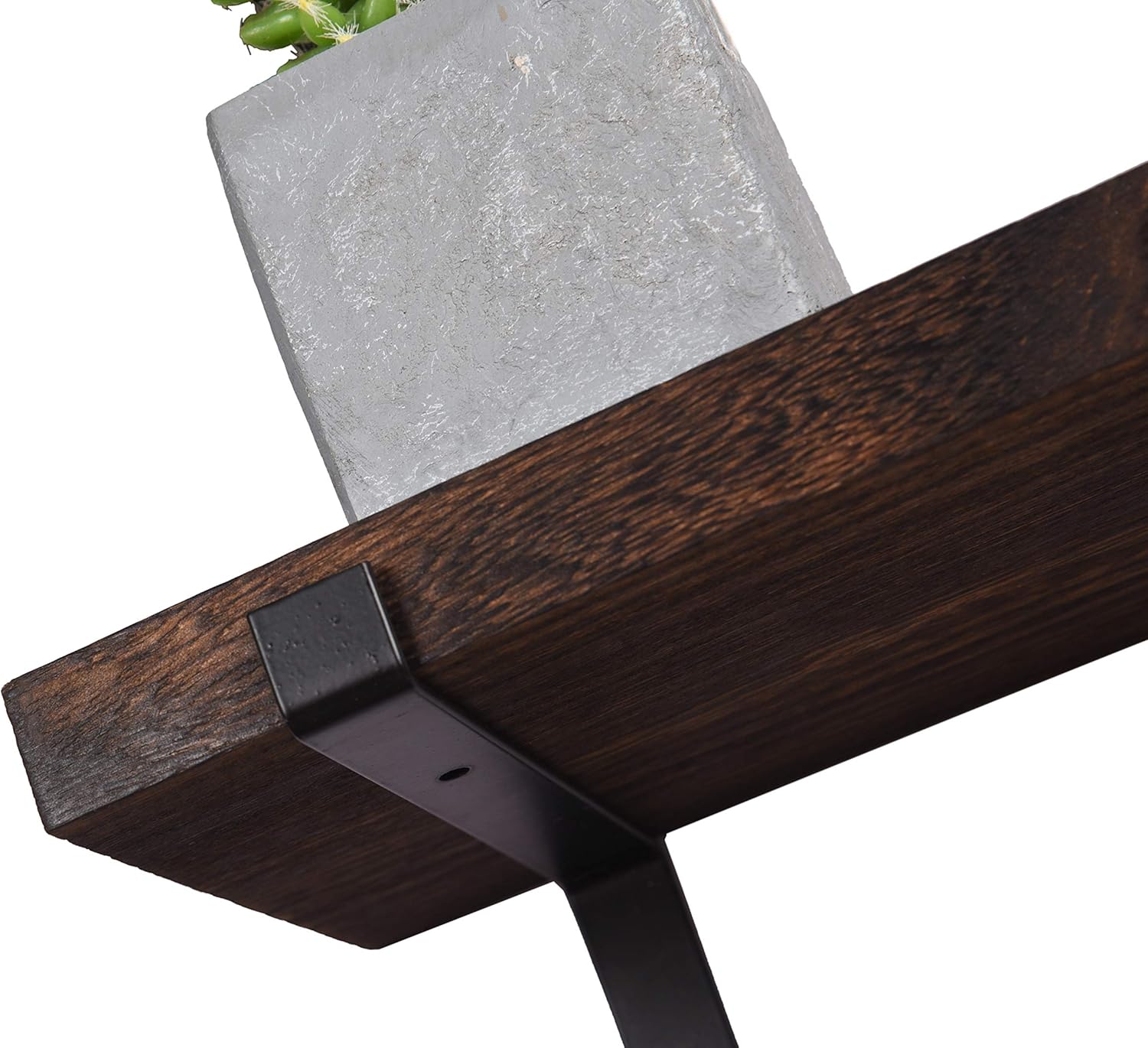 Rustic Wood Floating Shelves Dark Brown Set of 4