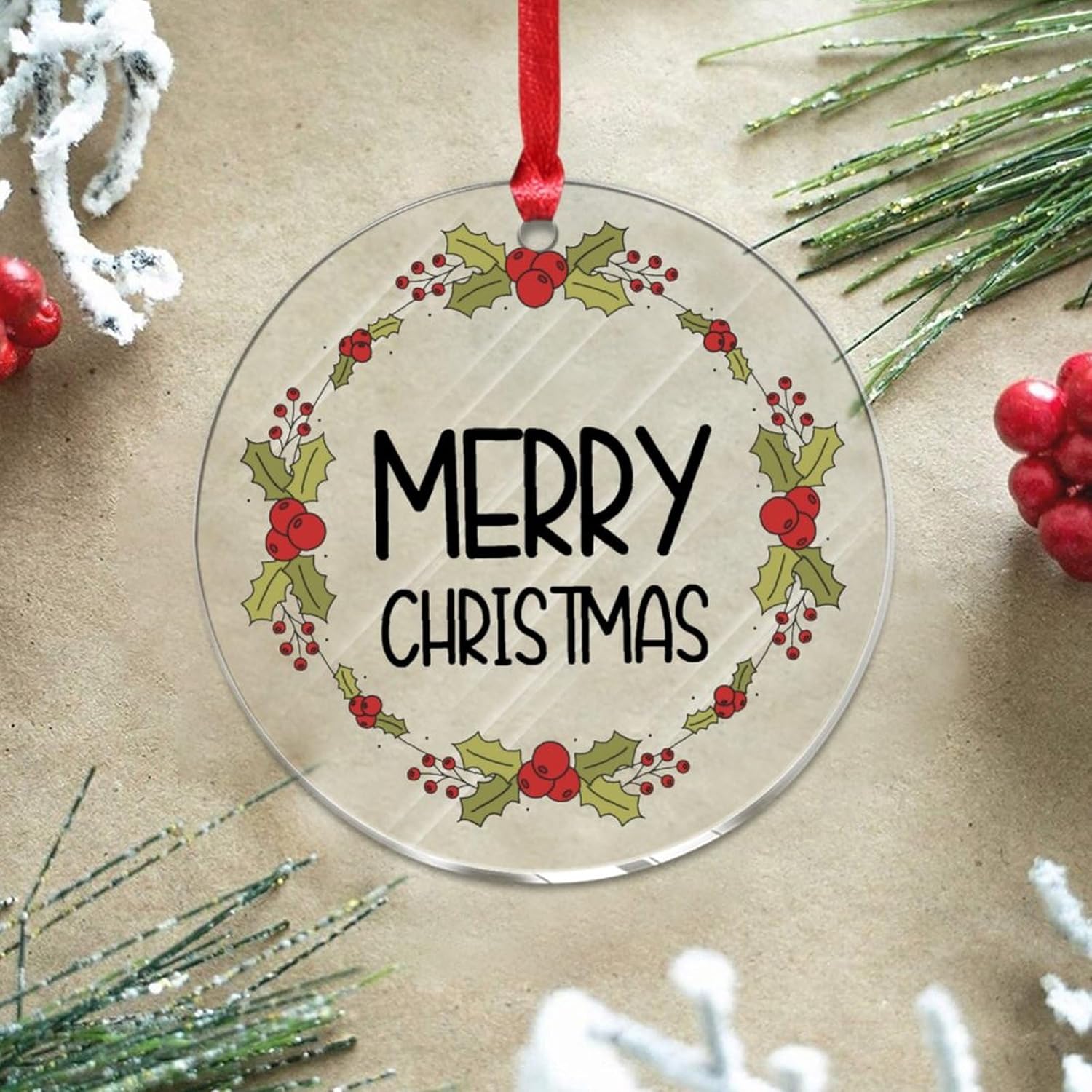 3 Inch Clear Acrylic Christmas Ornaments 2023 Hanging Decor