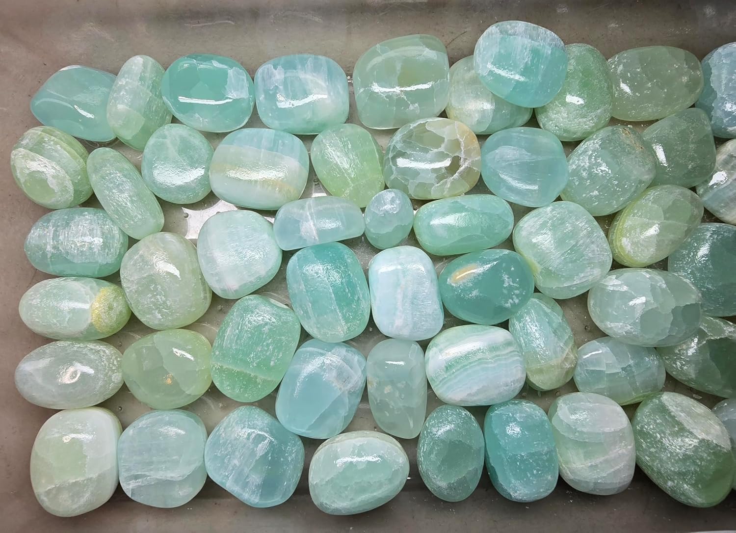 1pc Pistachio Green Calcite Tumbled Healing Crystal from Turkey