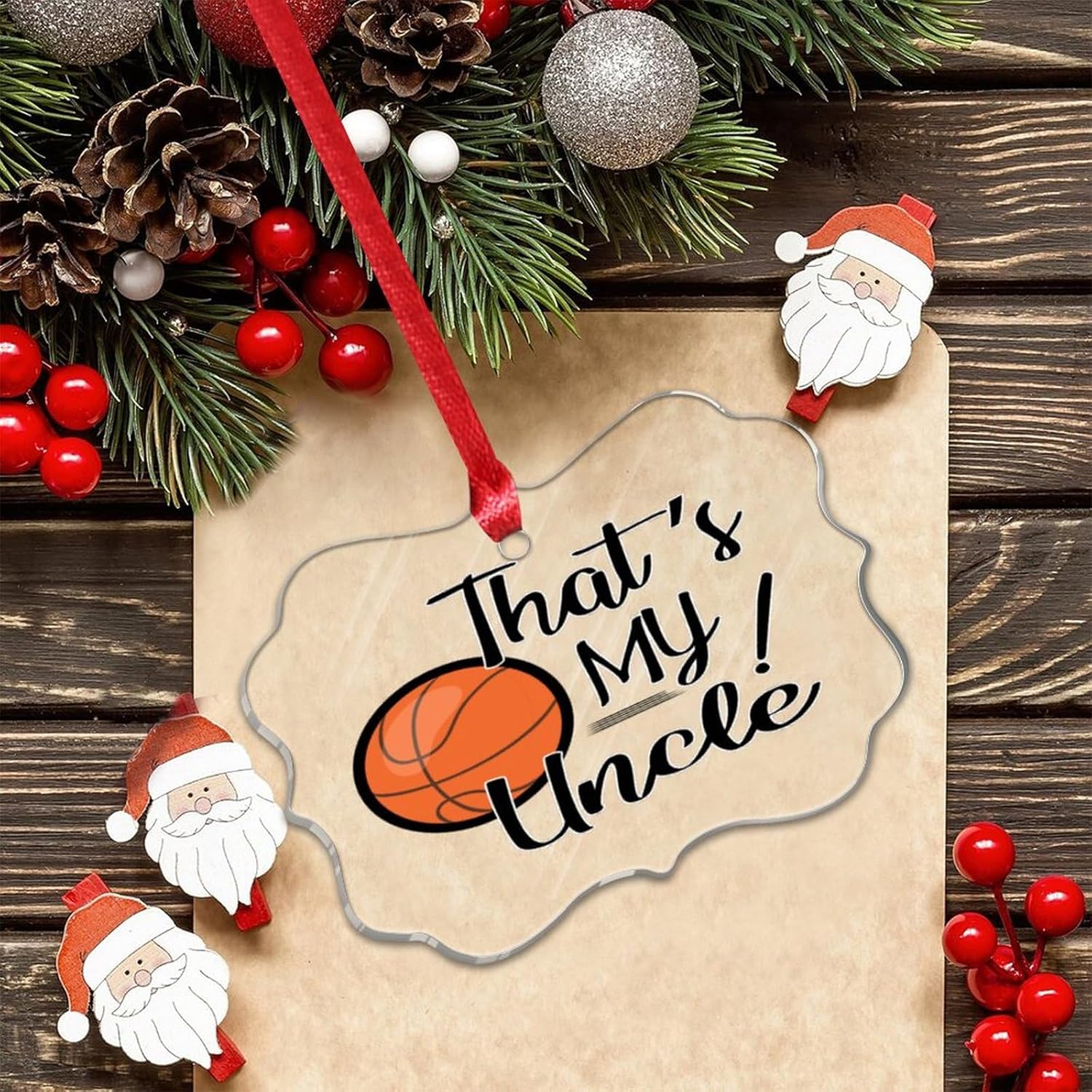 2023 Acrylic Basketball Uncle Nephew Christmas Bauble Decorations
