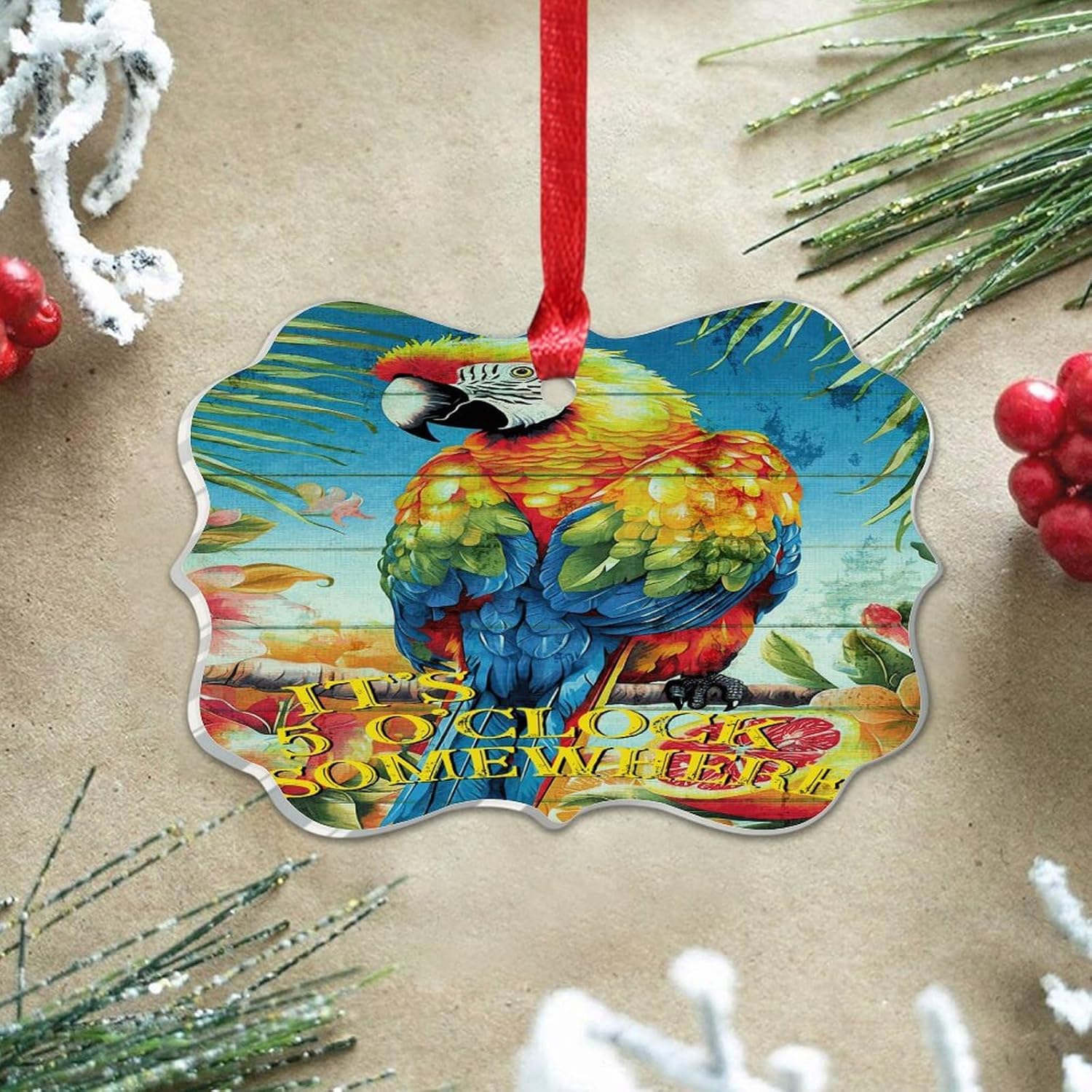 3 Inch Acrylic Christmas Ornaments 2024 Tropical Flamingo Hanging Decor