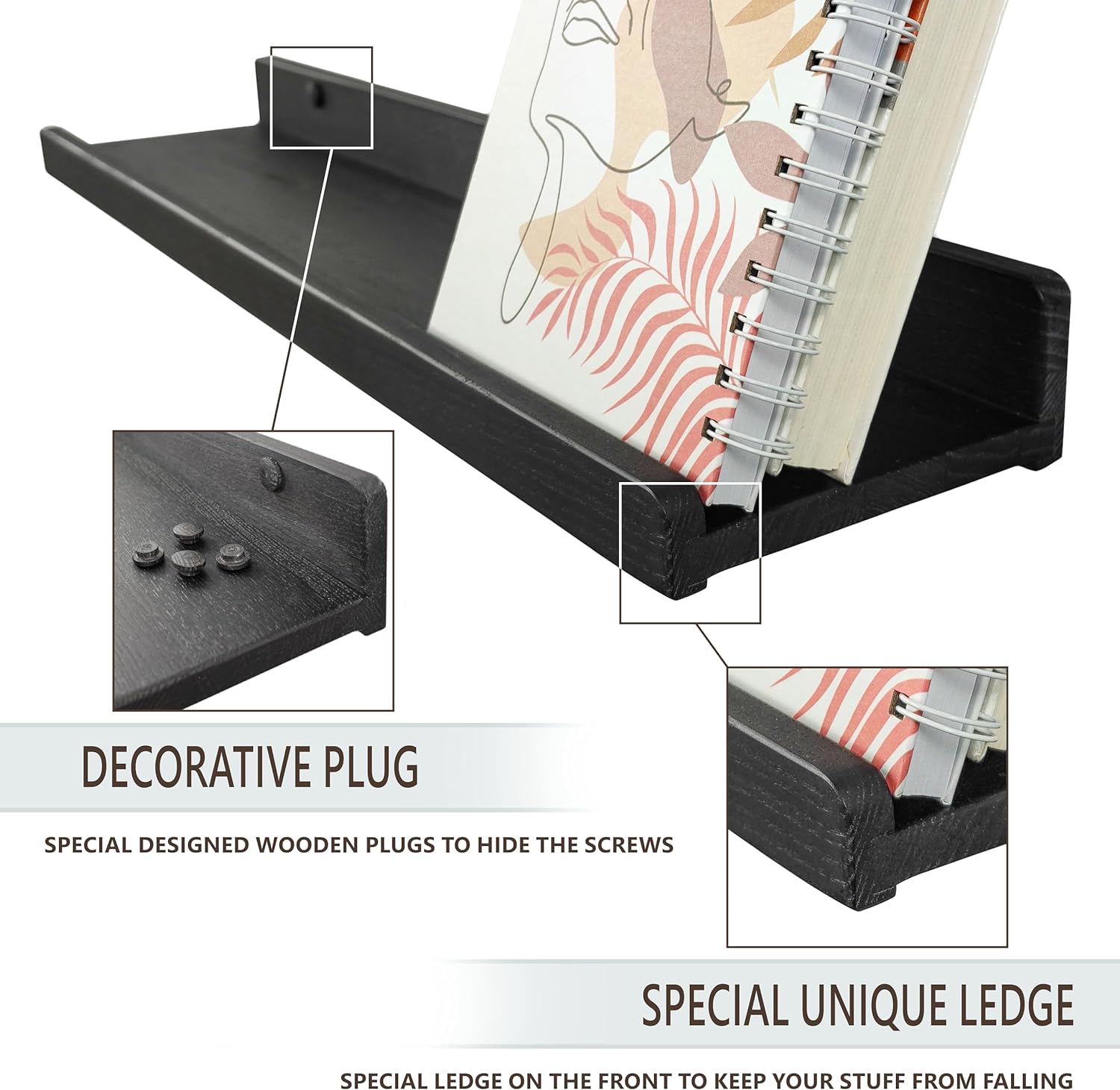 Wood Wedge Floating Shelves 12 Inch Set of 2