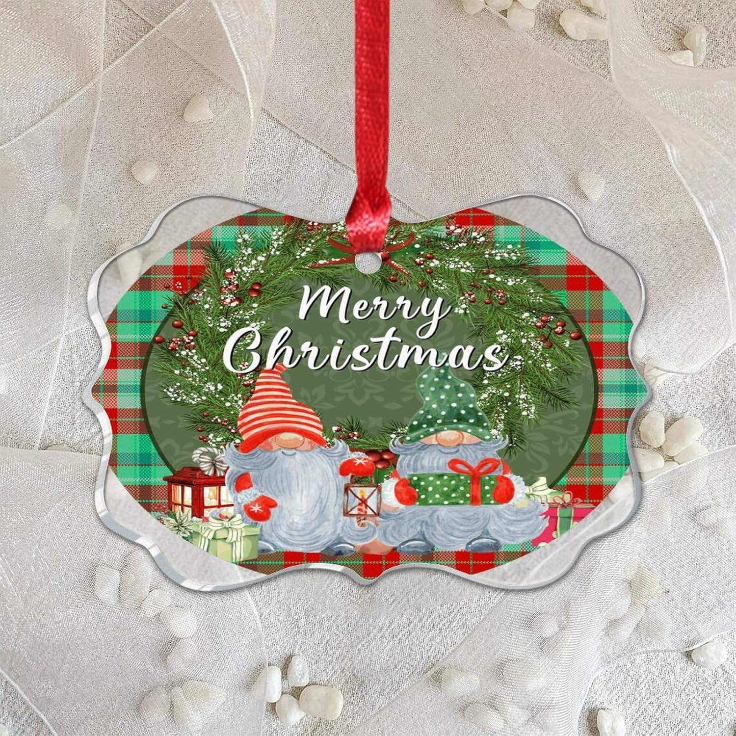 3 Inch Clear Acrylic Christmas Gnome Ornament 2023