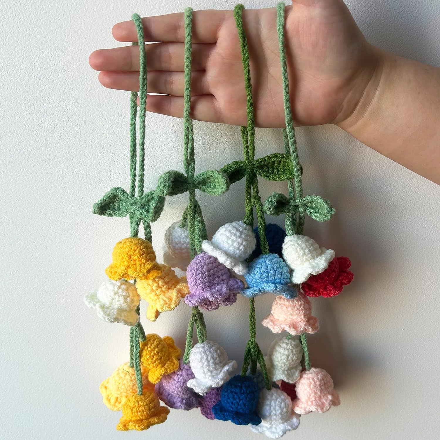 Pink Crochet Flower Car Hanging Ornament