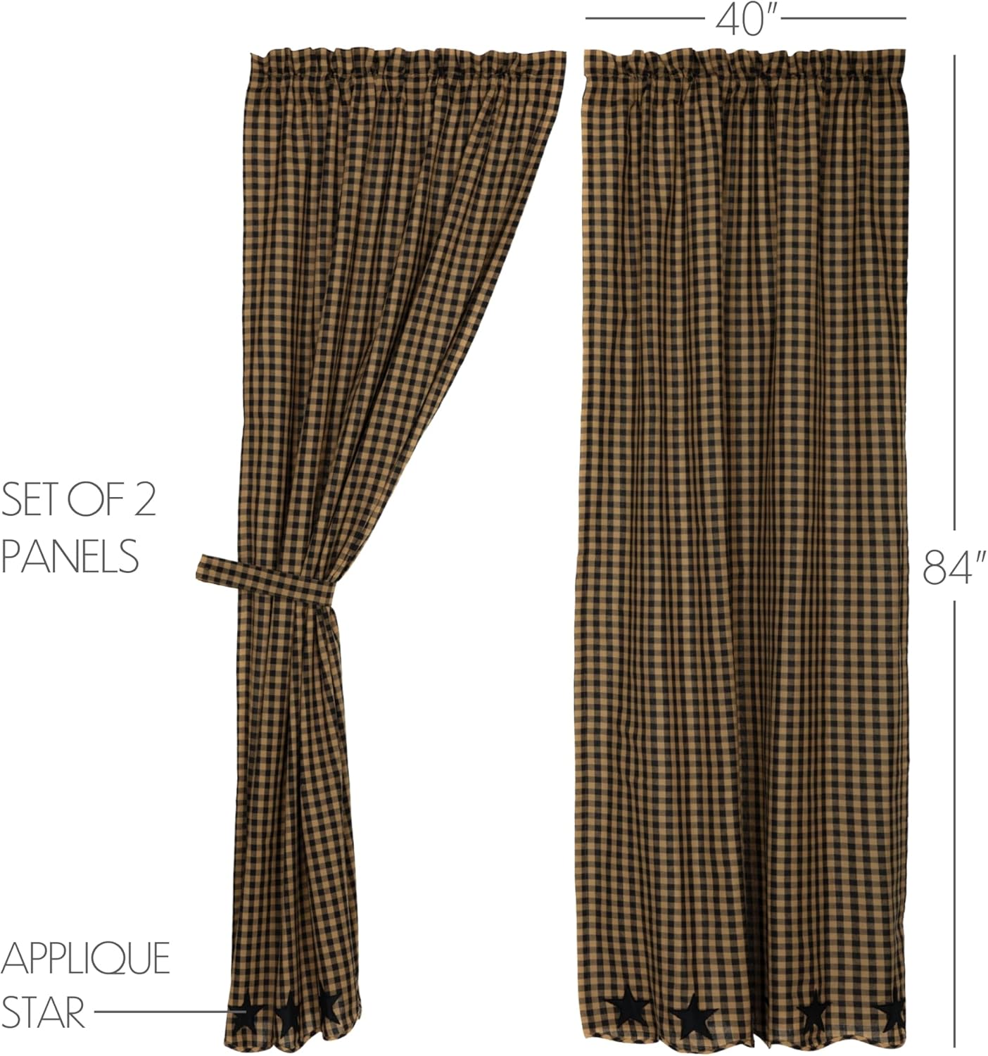 VHC Brands Star Cotton Panels with Tie Backs