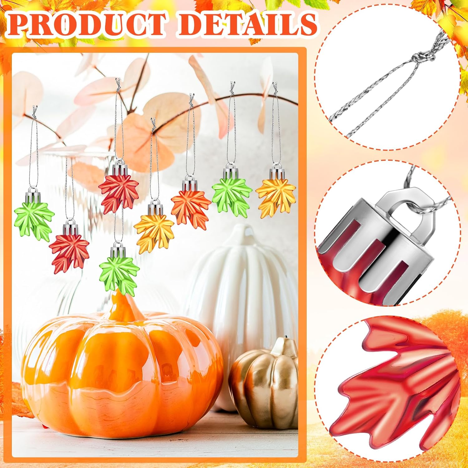Zeyune Fall Maple Leaf Hanging Ornaments for Thanksgiving
