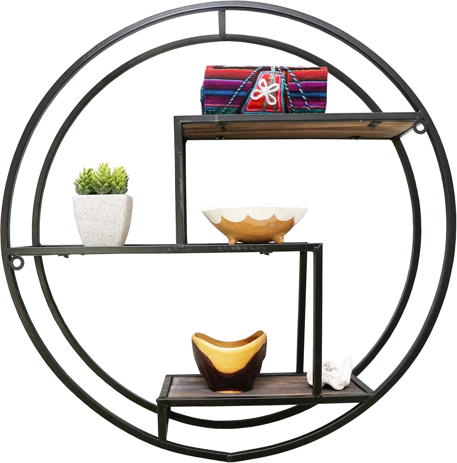 Admired By Nature 3 Tier Floating Wall Shelf Black