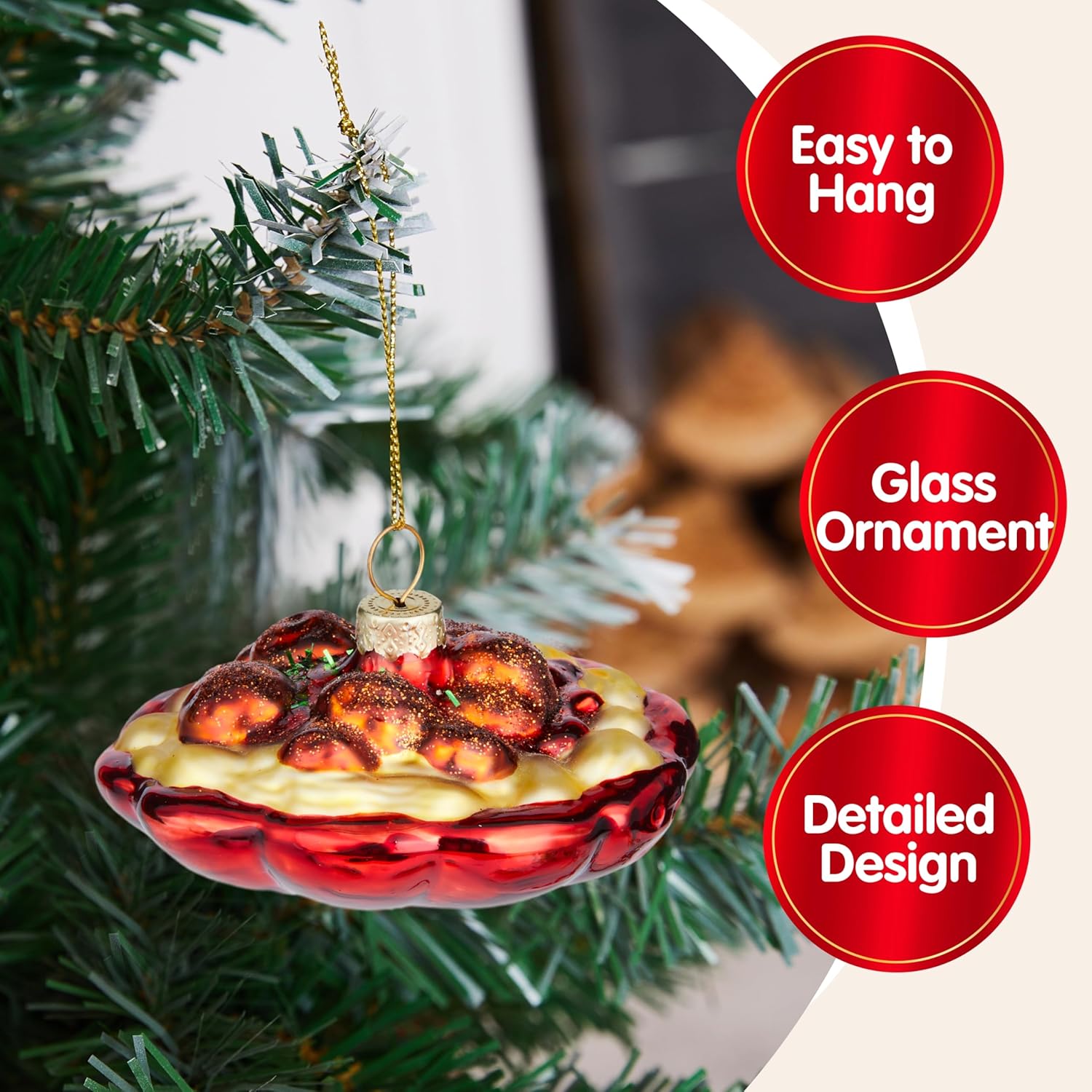 Joiedomi Christmas Meatball Spaghetti Glass Ornament