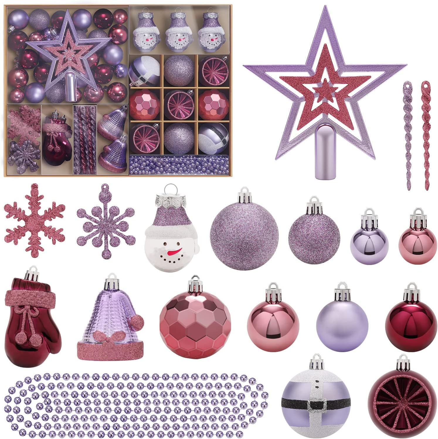SY Super Bang 90PCS Shatterproof Christmas Hanging Ornaments Set