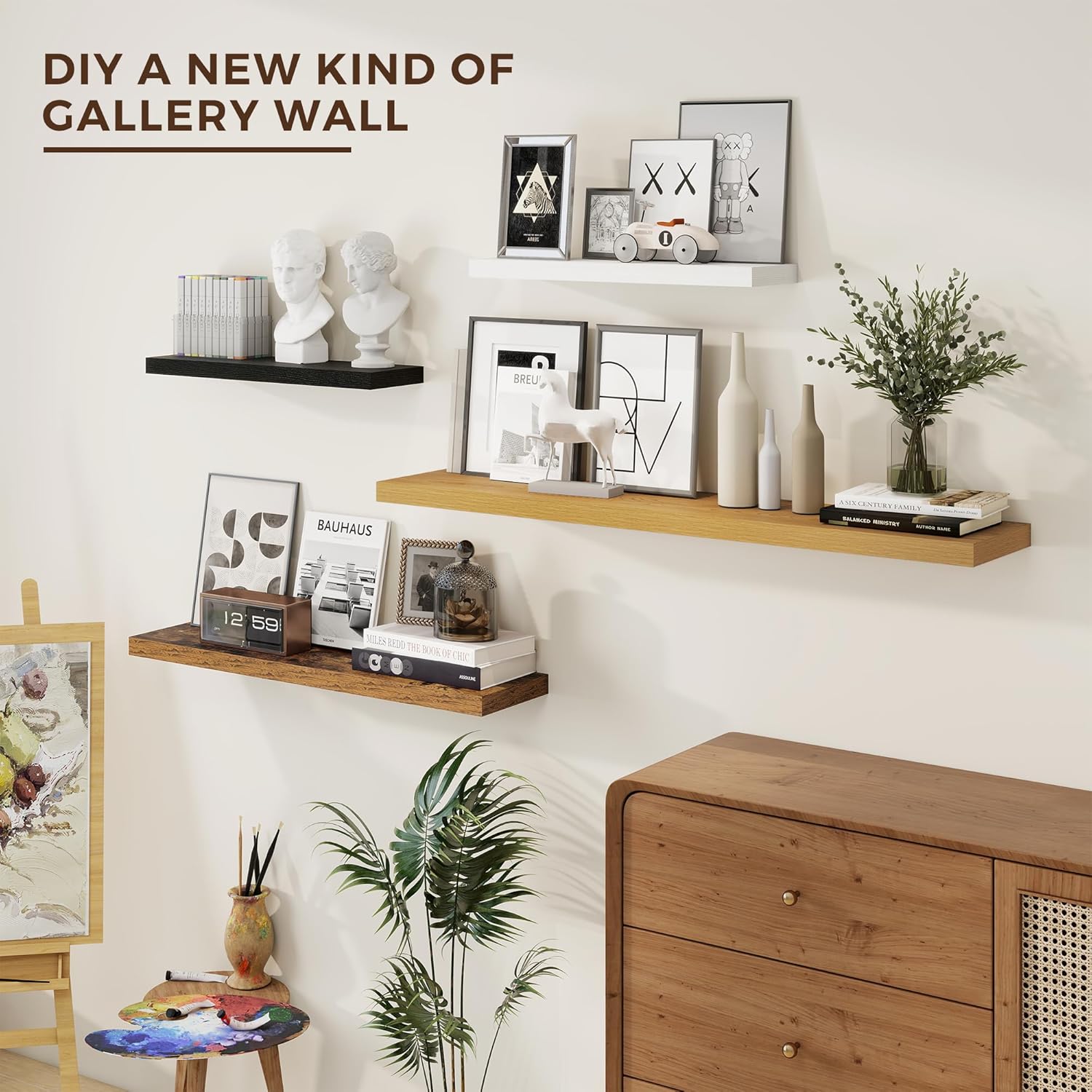 Dreamland 24 Inch Floating Shelves Set of 2 Black