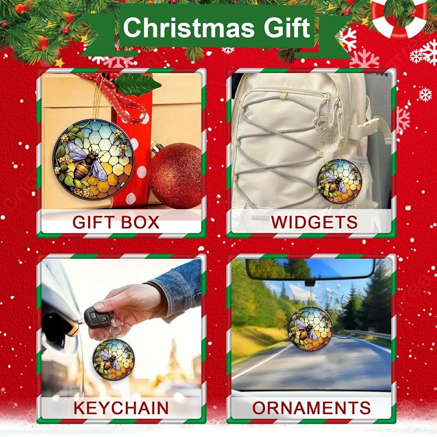 Floral Bee Christmas Tree Decor 2024 Hanging Ornament