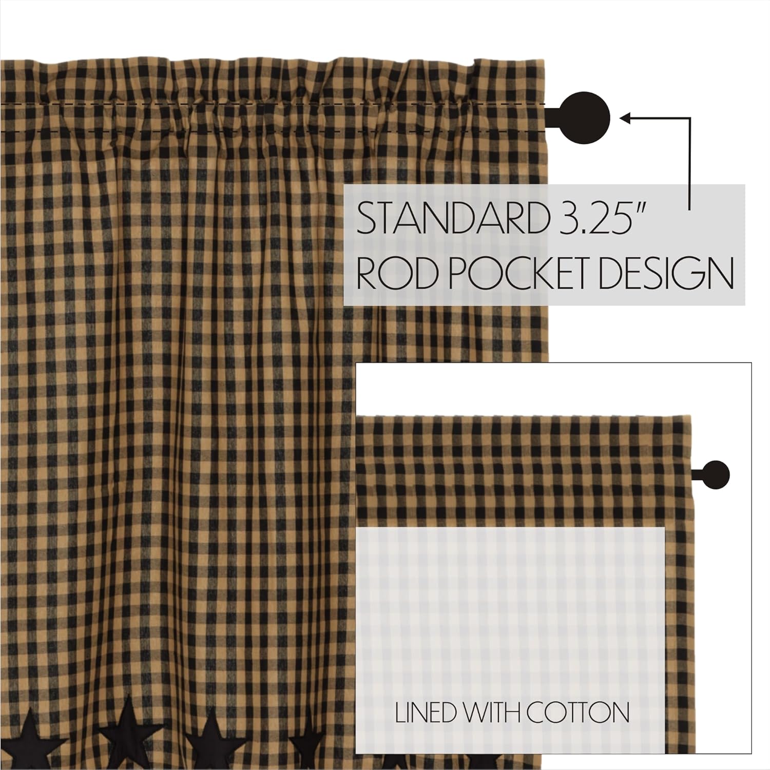 VHC Brands Star Cotton Panels with Tie Backs