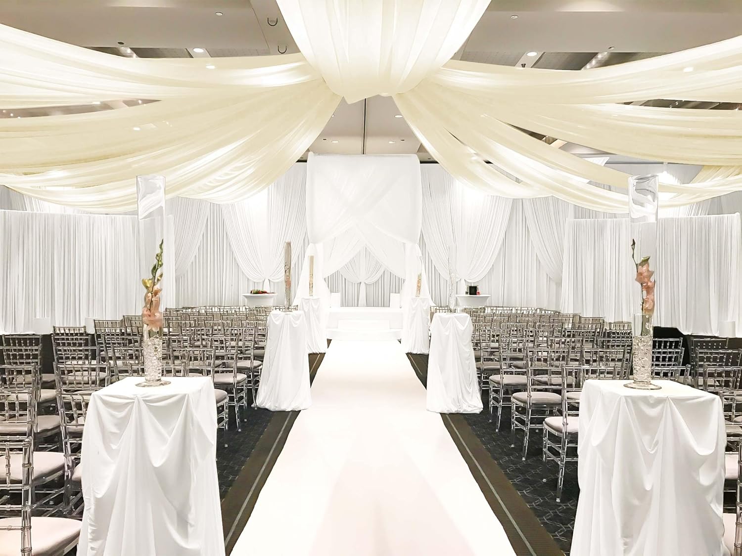 6 Panels Ivory Ceiling Drapes for Wedding