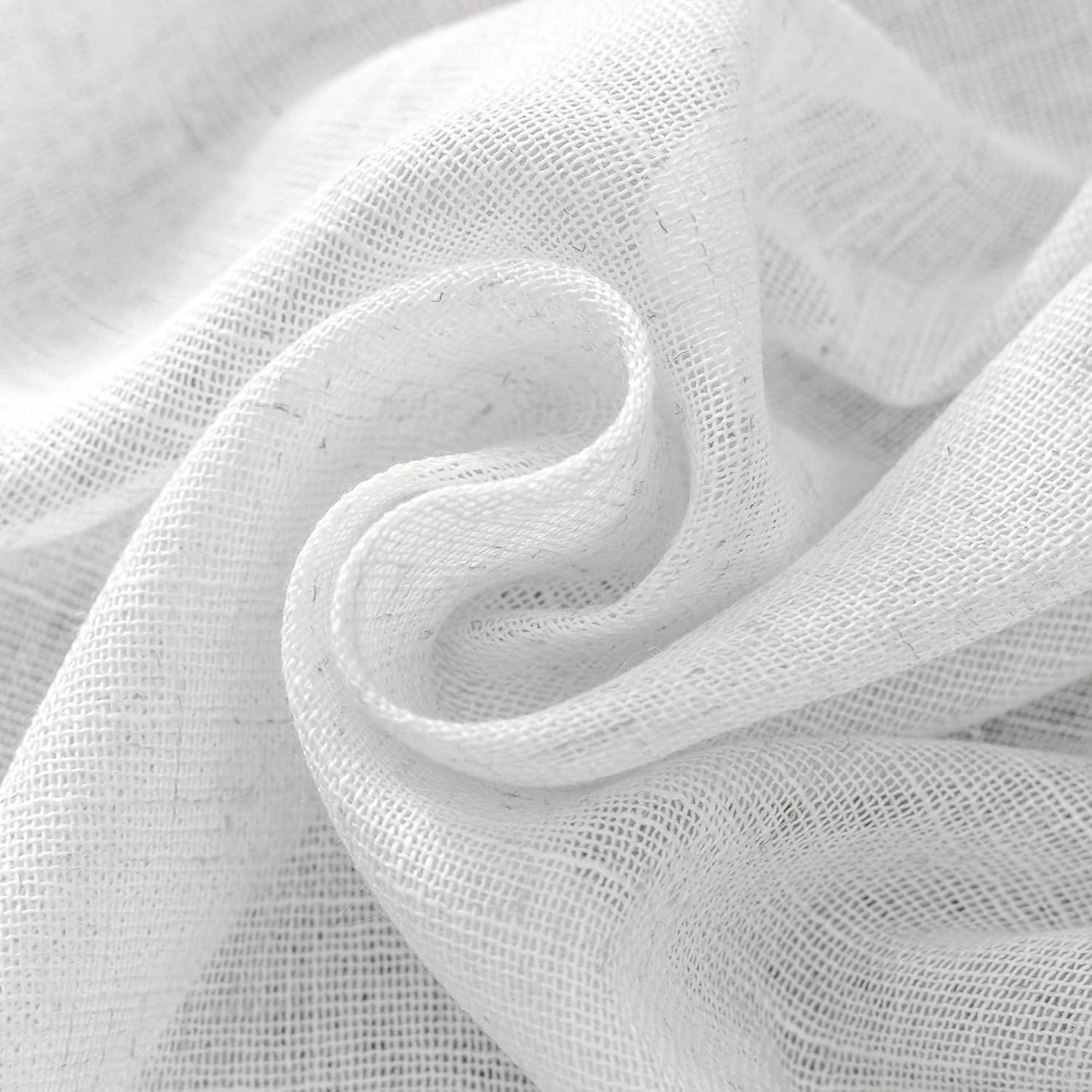 DUALIFE White Linen Sheer Curtains 84x96 for Wide Windows