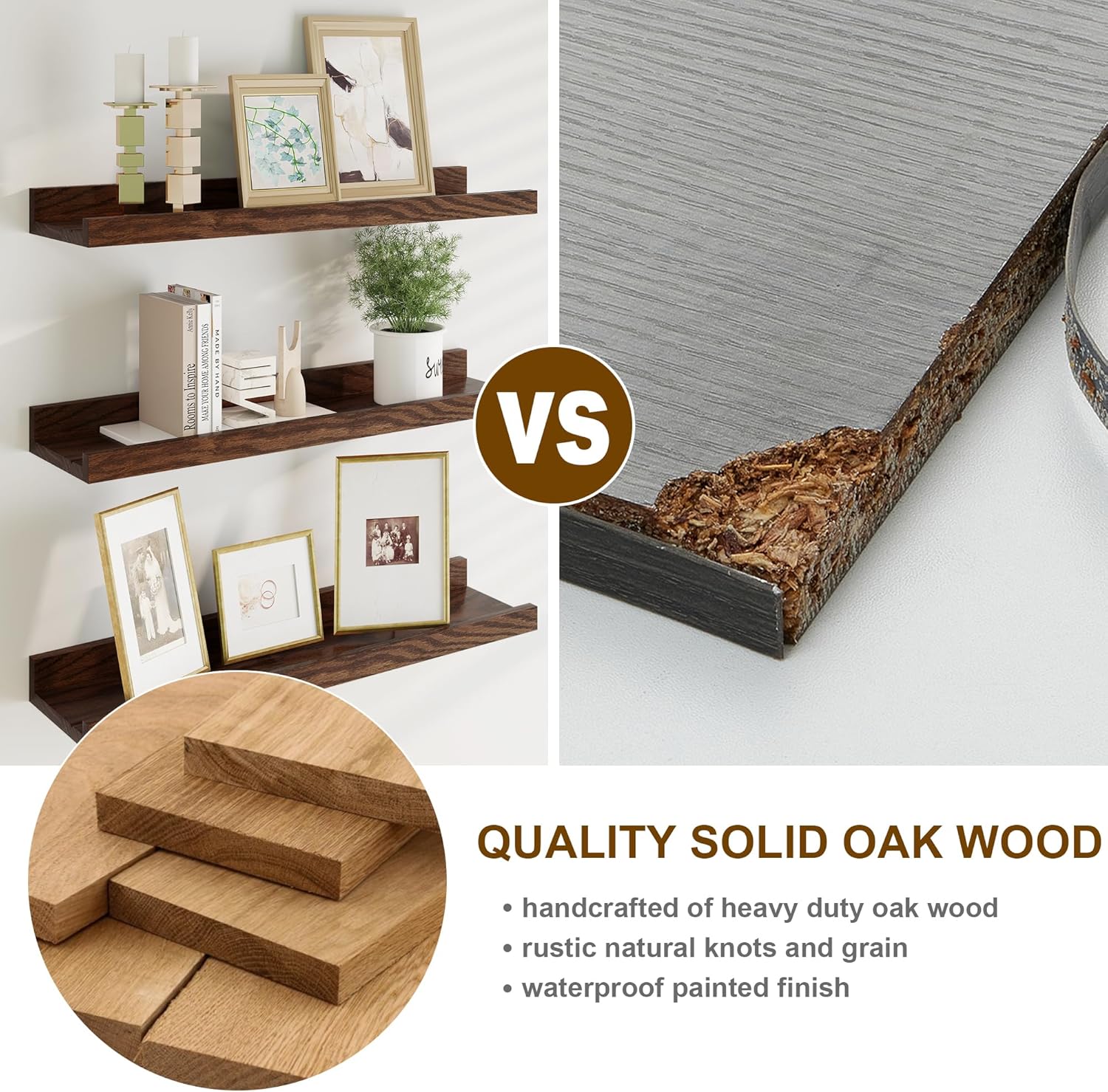 Floating Picture Ledge Shelves Set of 2 55 Inch Solid Oak