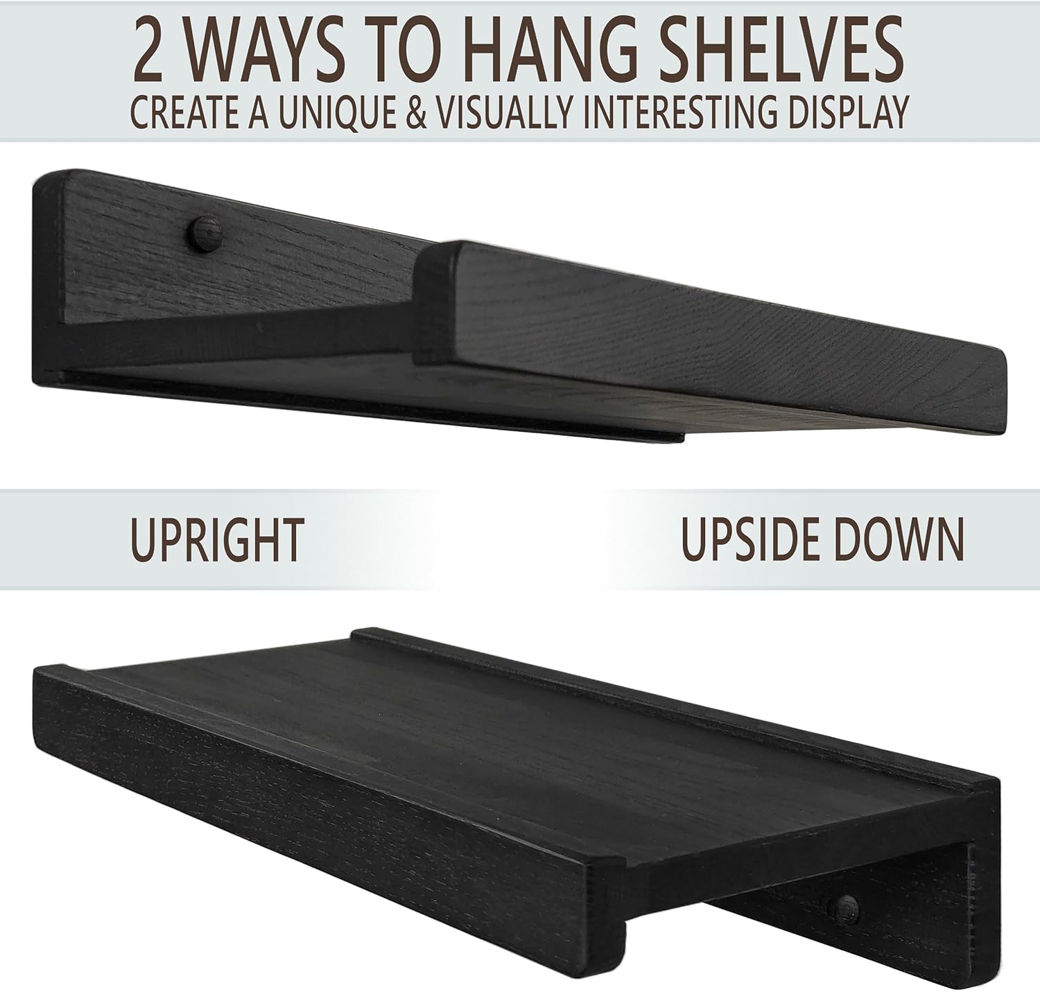 Wood Wedge Floating Shelves 12 Inch Set of 2