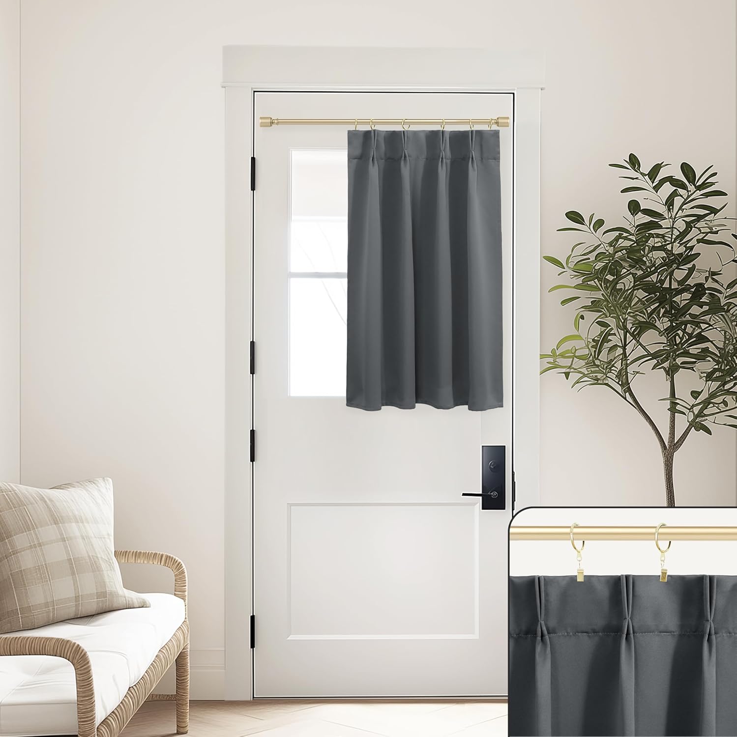 Lino Rosa Door Curtains 26x40 Inch Blackout Panels