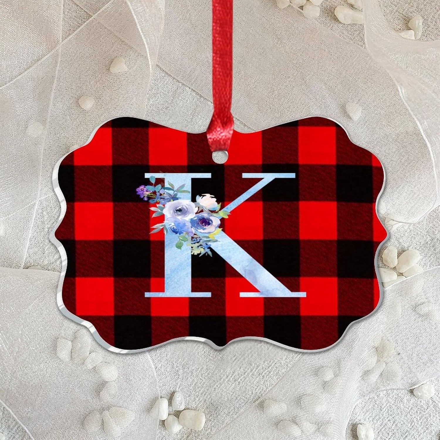 Acrylic Christmas Ornaments 2023 Monogram Initial K Hanging Baubles