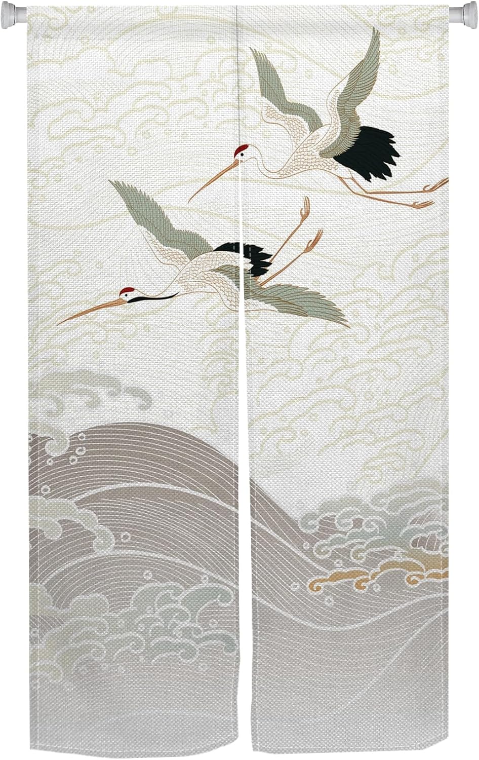 White Cranes Noren Door Curtain Privacy Partition Decor