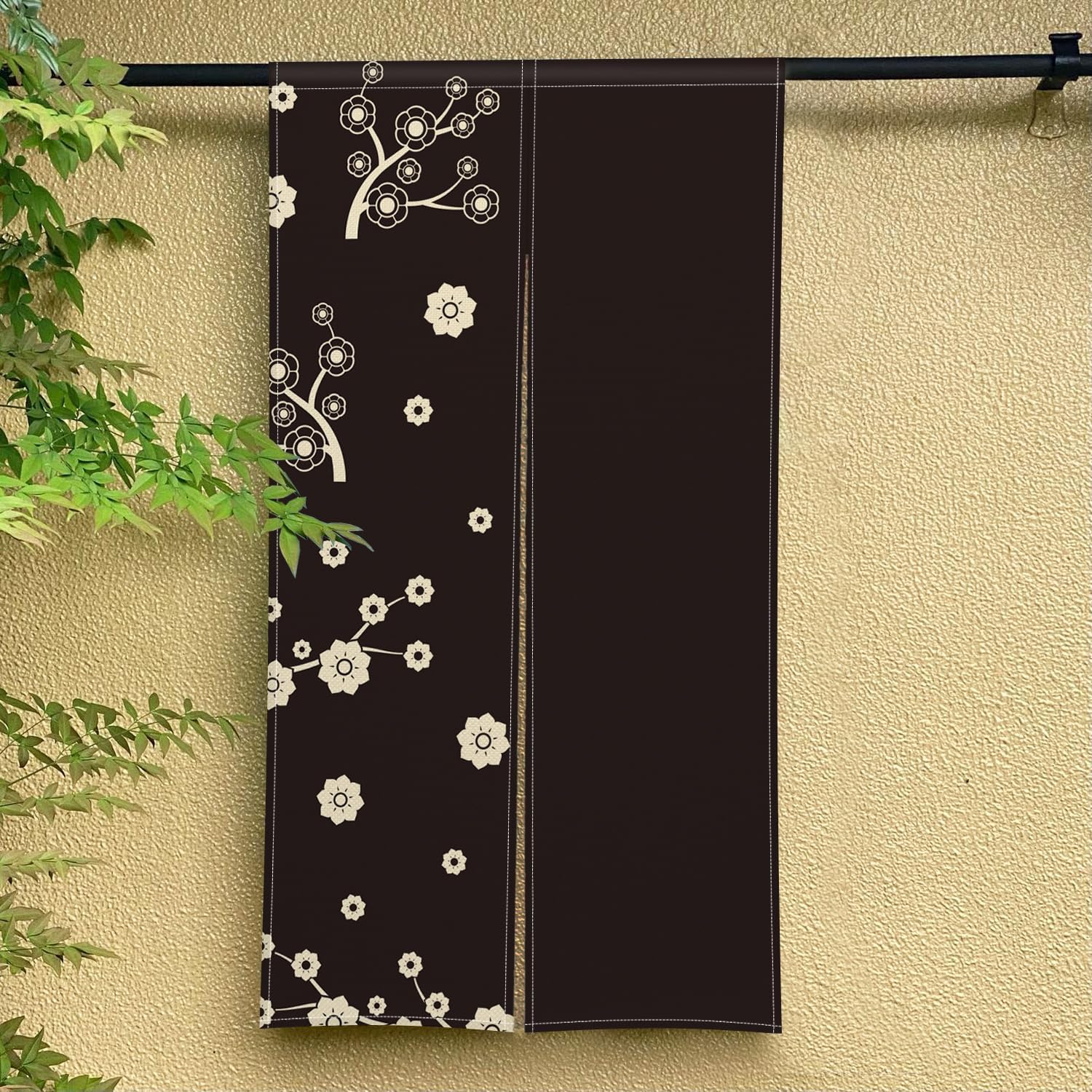 Japanese Noren Door Curtain with Cartoon Flower Tree Print