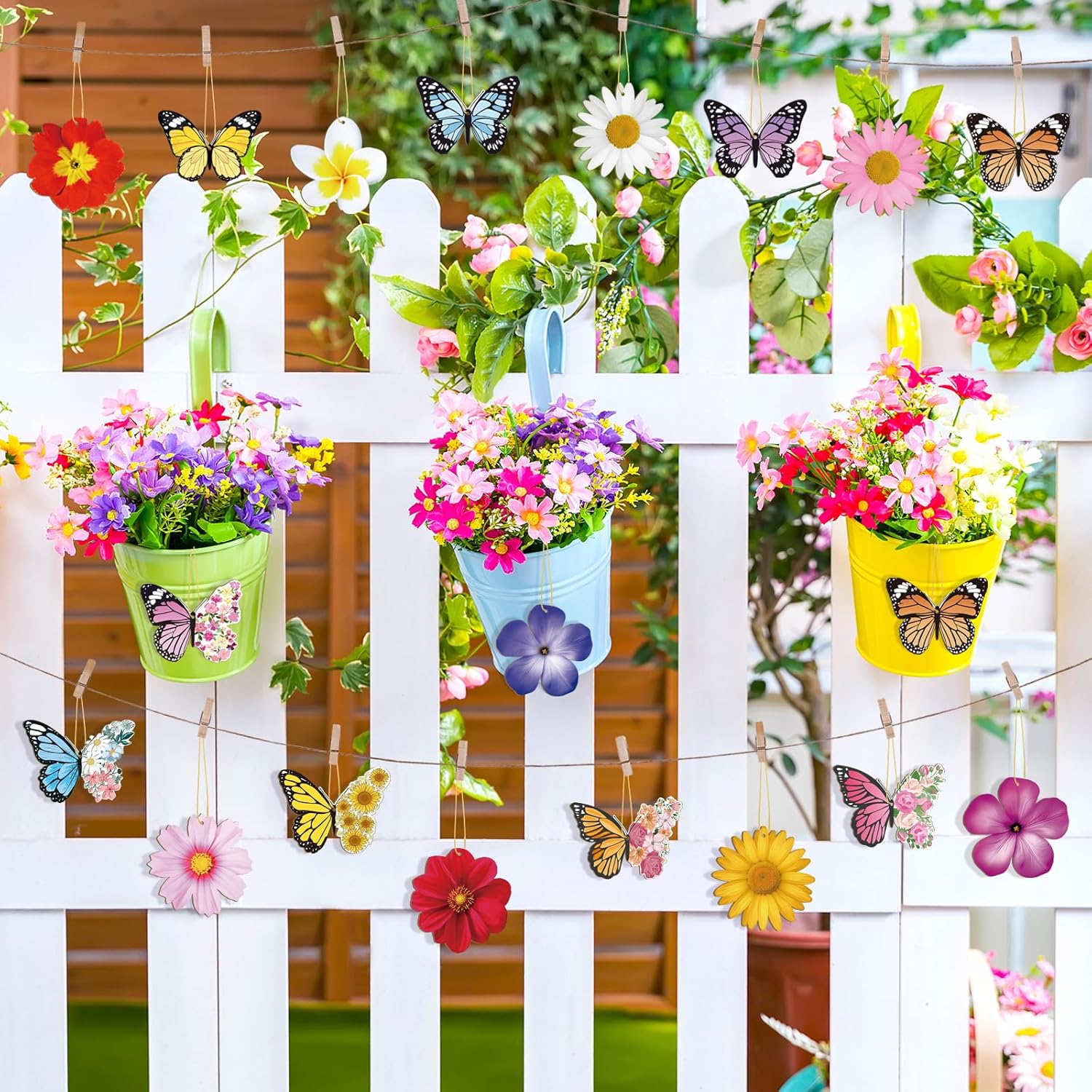40 Pcs Spring Flower Butterfly Hanging Ornaments Set